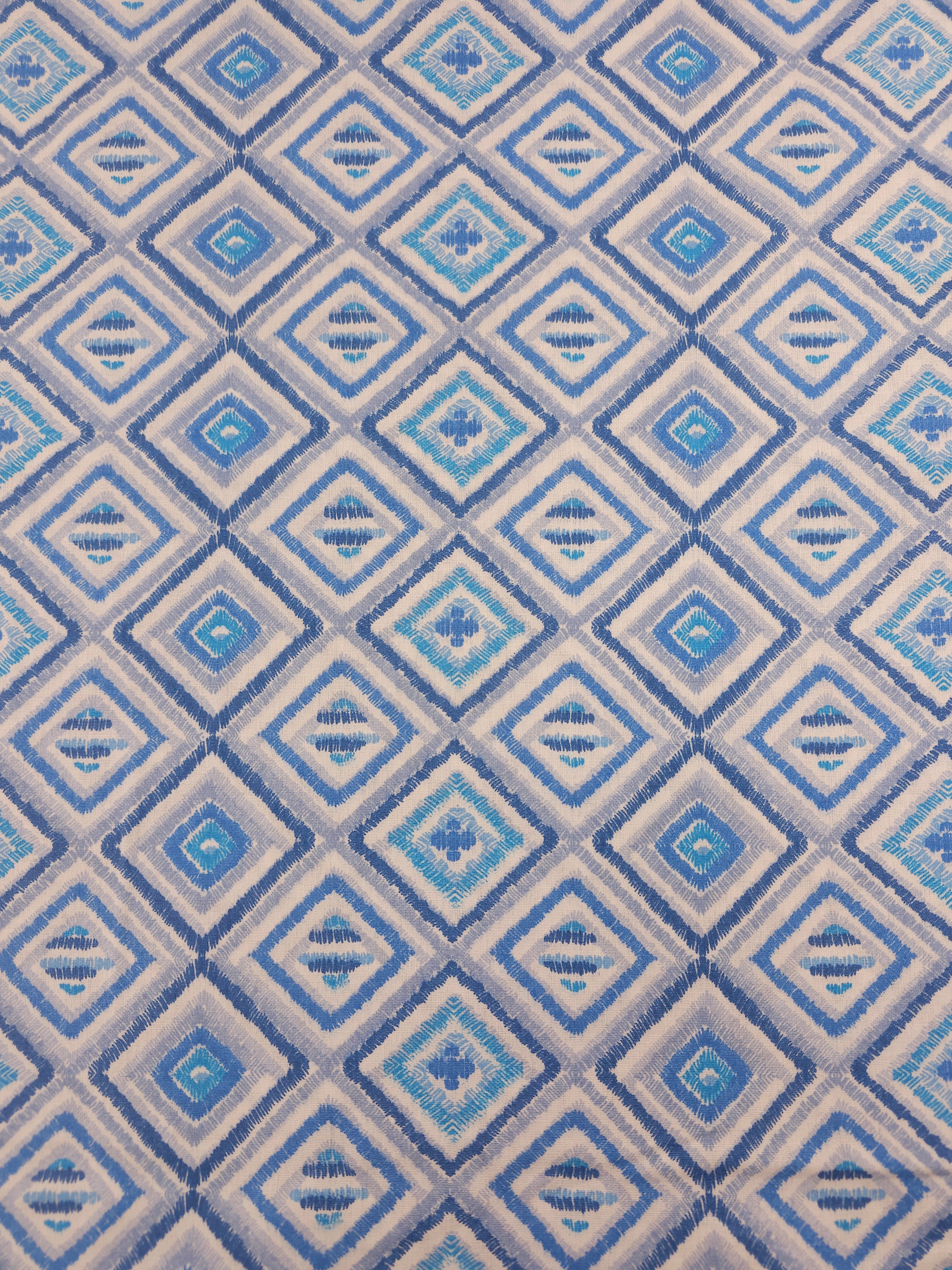 Blue Geo Diamond Tile 100% Cotton 114” *EXTRA WIDE*