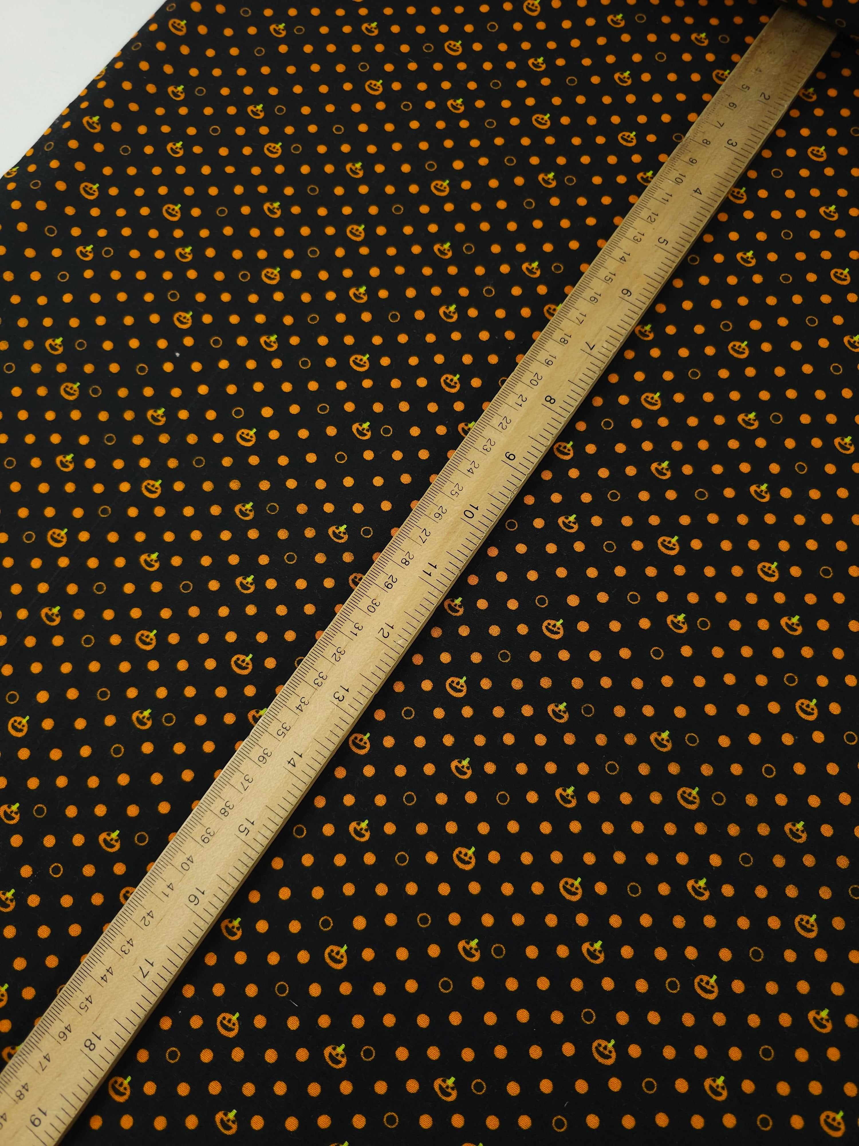 Orange/Black Mini Pumpkin Polka Dot 100% Cotton