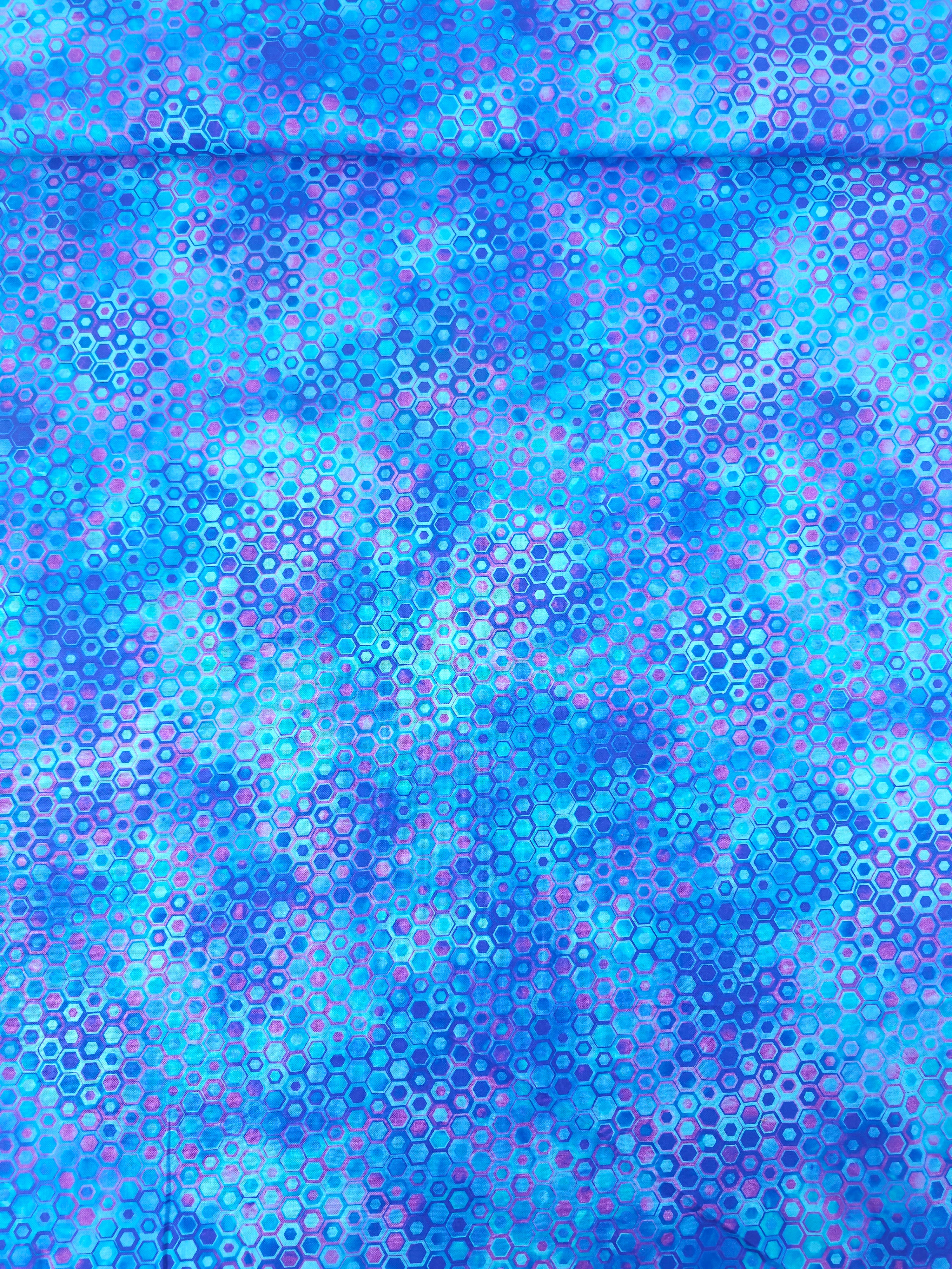 Blue Hexagon Phantasma 100% Cotton - Robert Kaufman