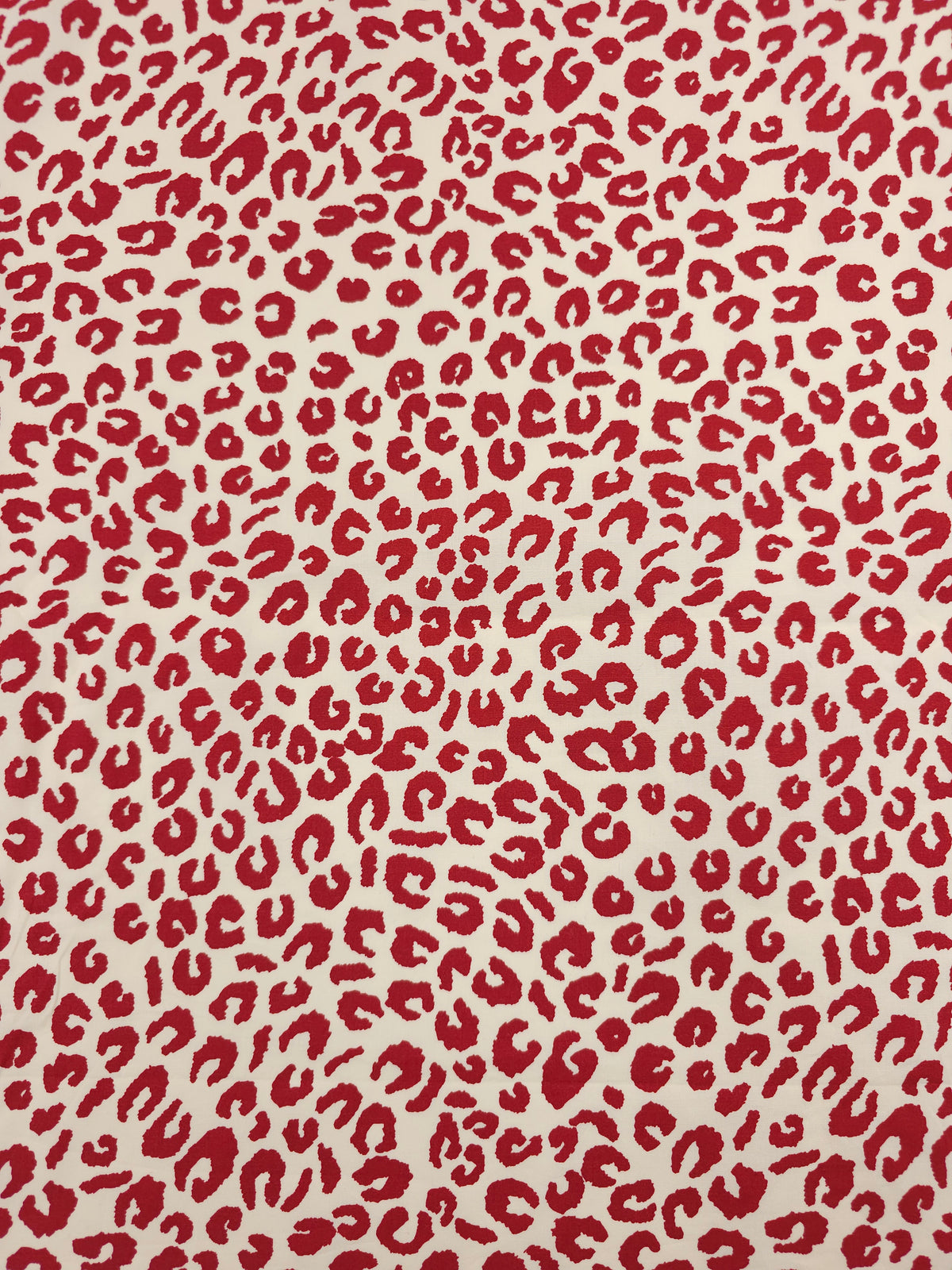 Ivory/Cherry Red Leopard Cotton Poplin