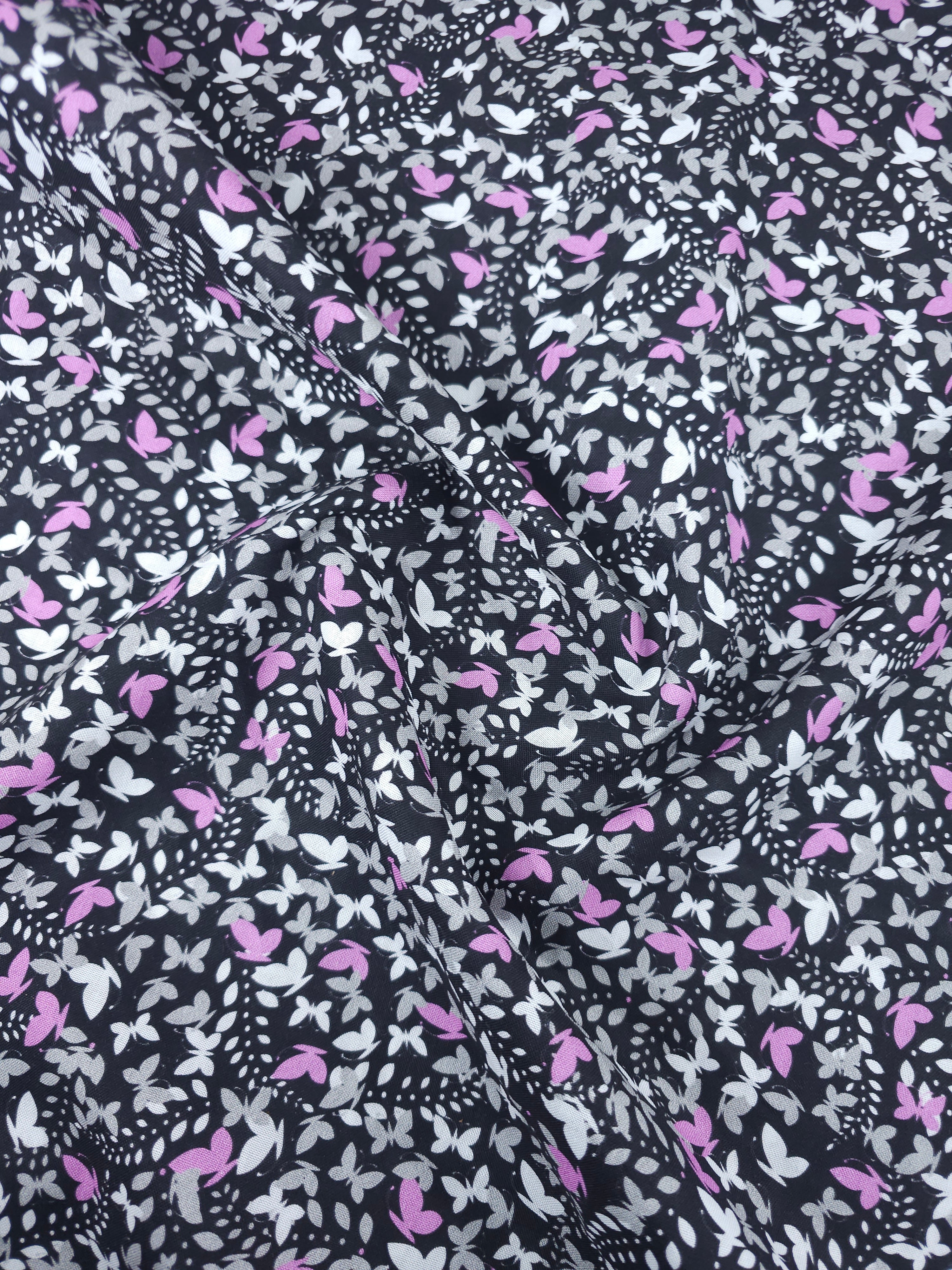 Purple/Black Ditsy Butterfly Kingdom 100% Cotton