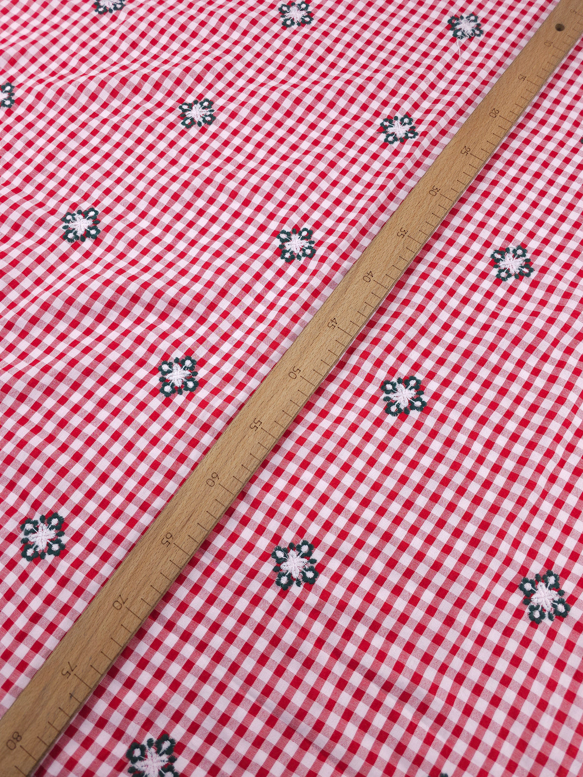 Red/Green Embroidered Emblem Gingham Cotton