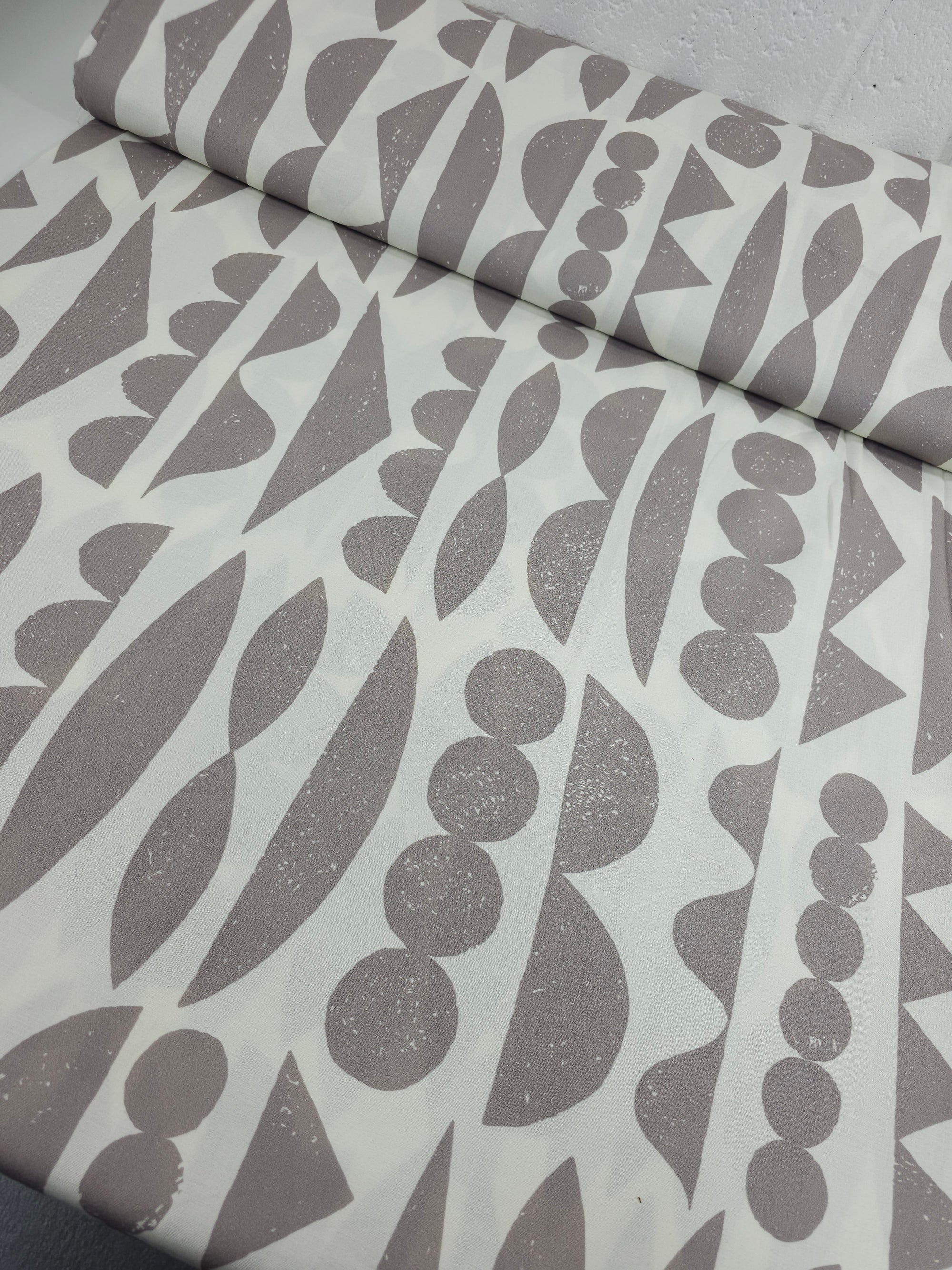 Taupe/Ivory Abstract Shape Sorter 100% Cotton 108" *EXTRA WIDE*