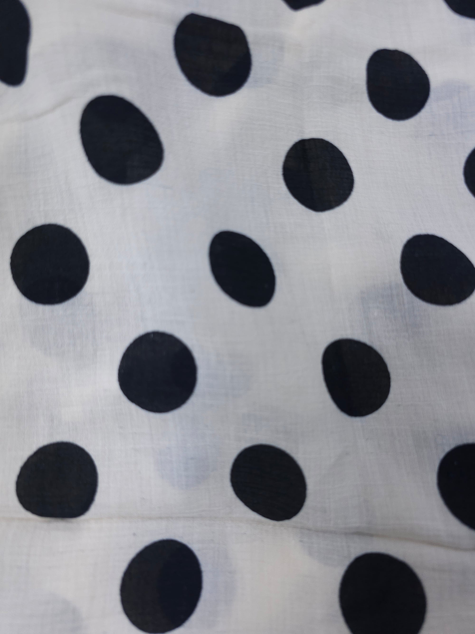 White Polka Viscose Chiffon - (Various Sizes)