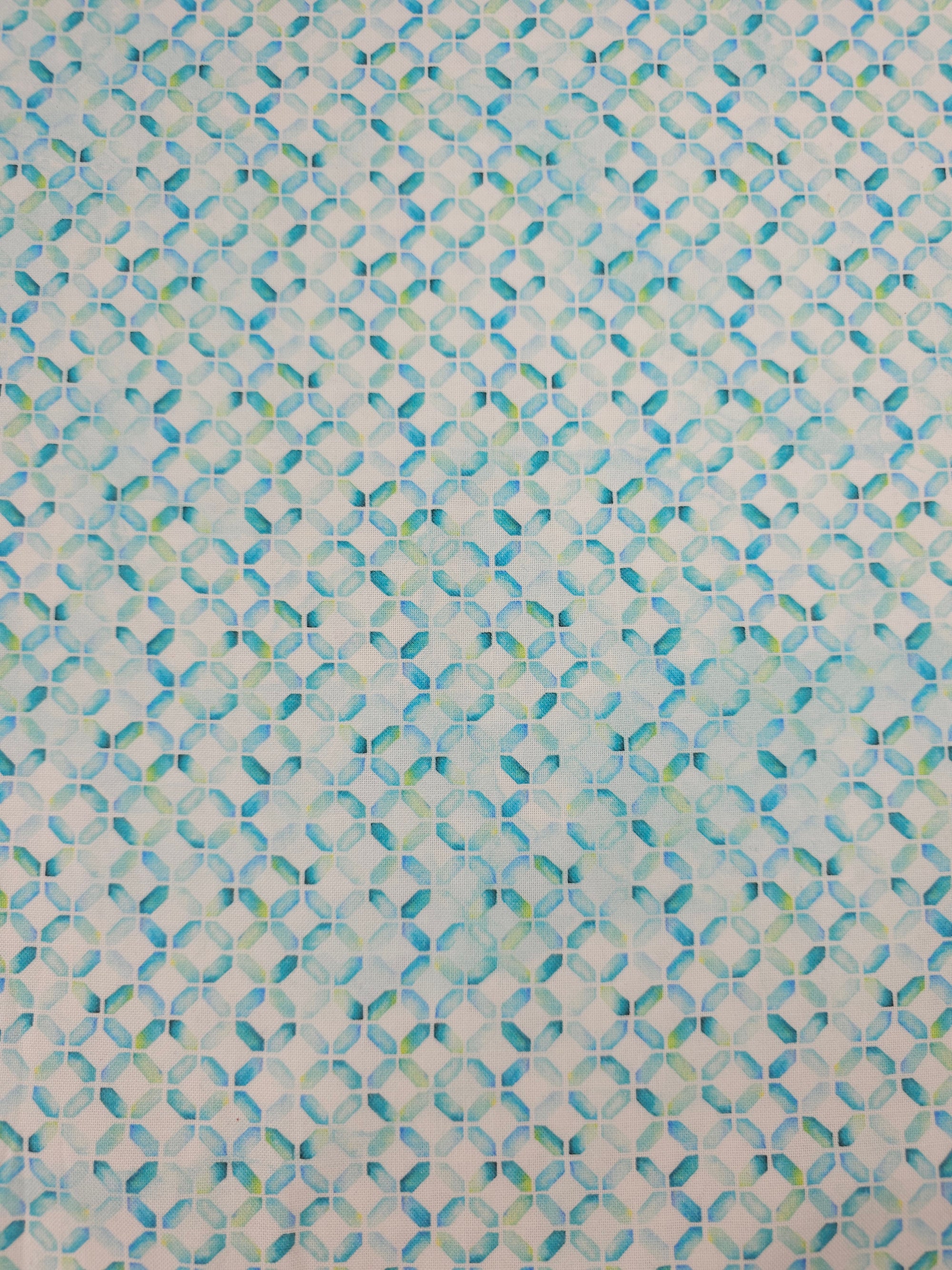 Light Blue/Green Abstract Diamond 100% Cotton