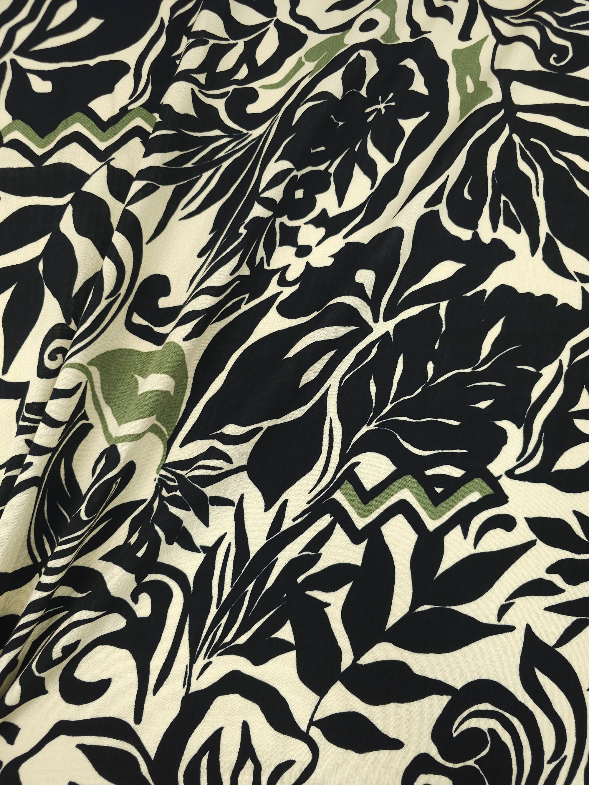 Cream/Black Jungle Floral Double Gauze