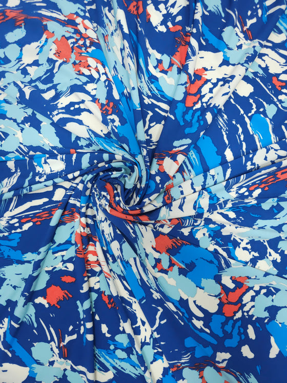 Blue Abstract Brushstroke Poly Jersey