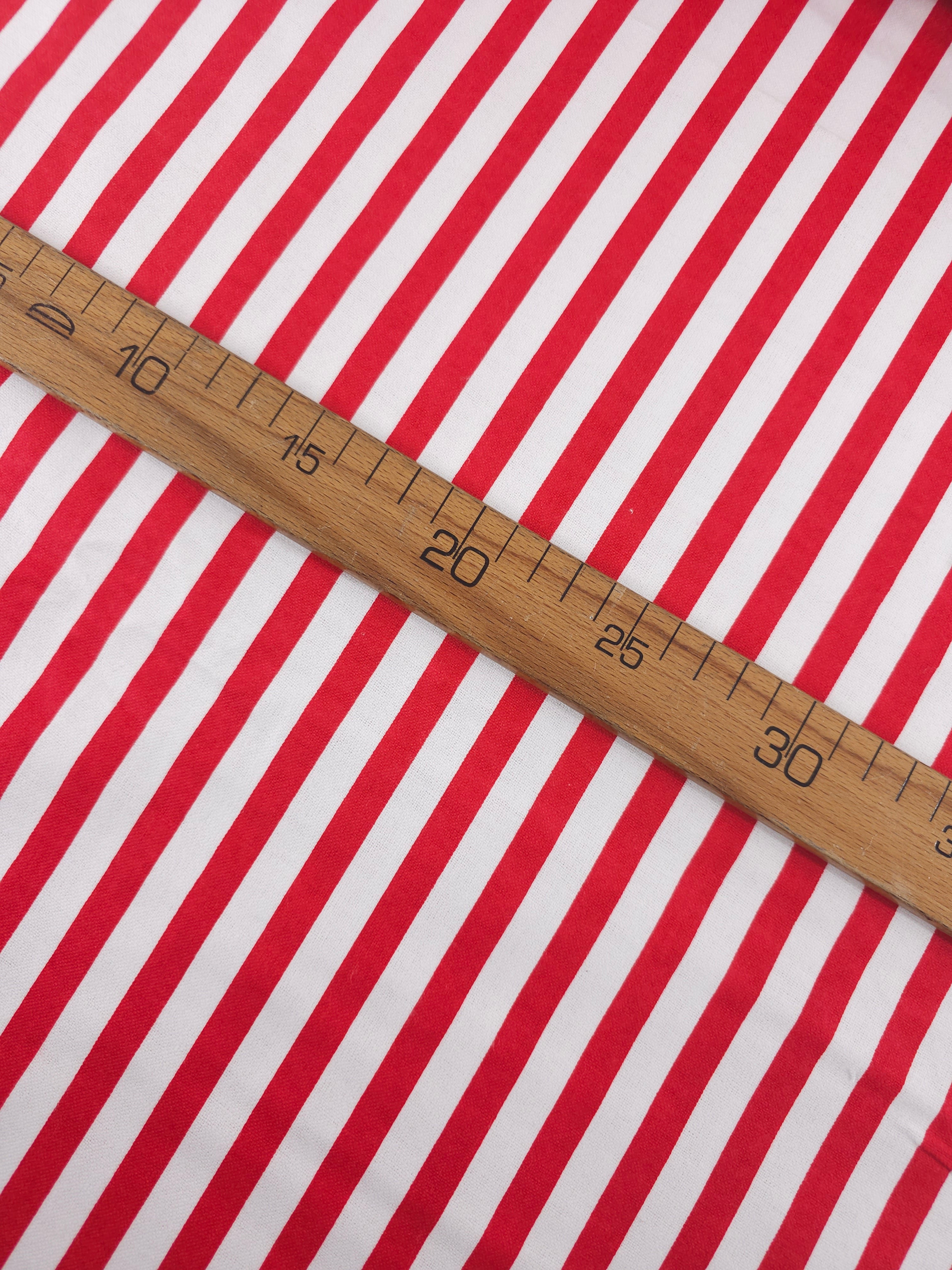 Red Stripe Flannel Backed Cnavas Cotton