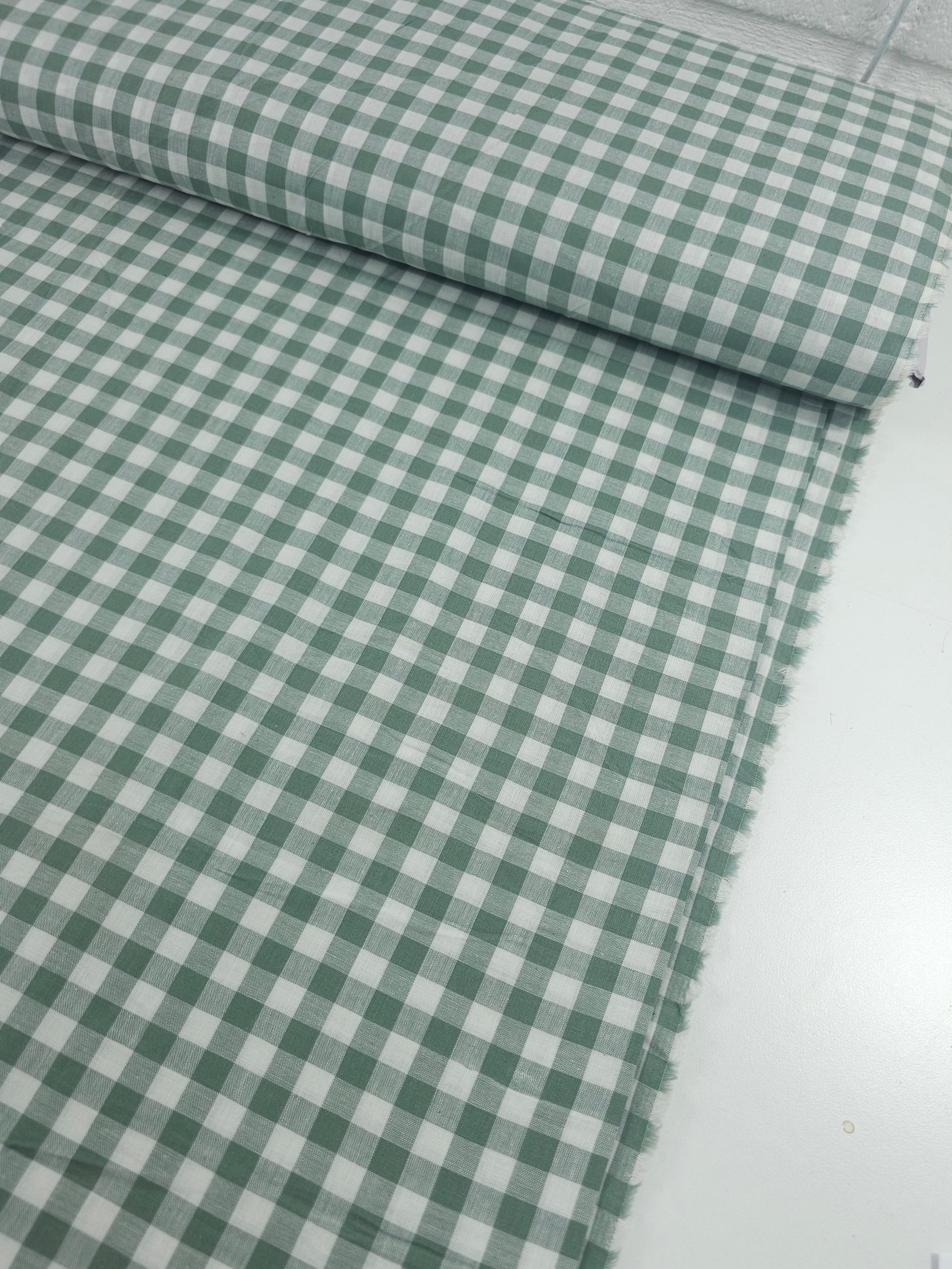 Pale Pine Green Gingham 100% Cotton 98" *EXTRA WIDE*