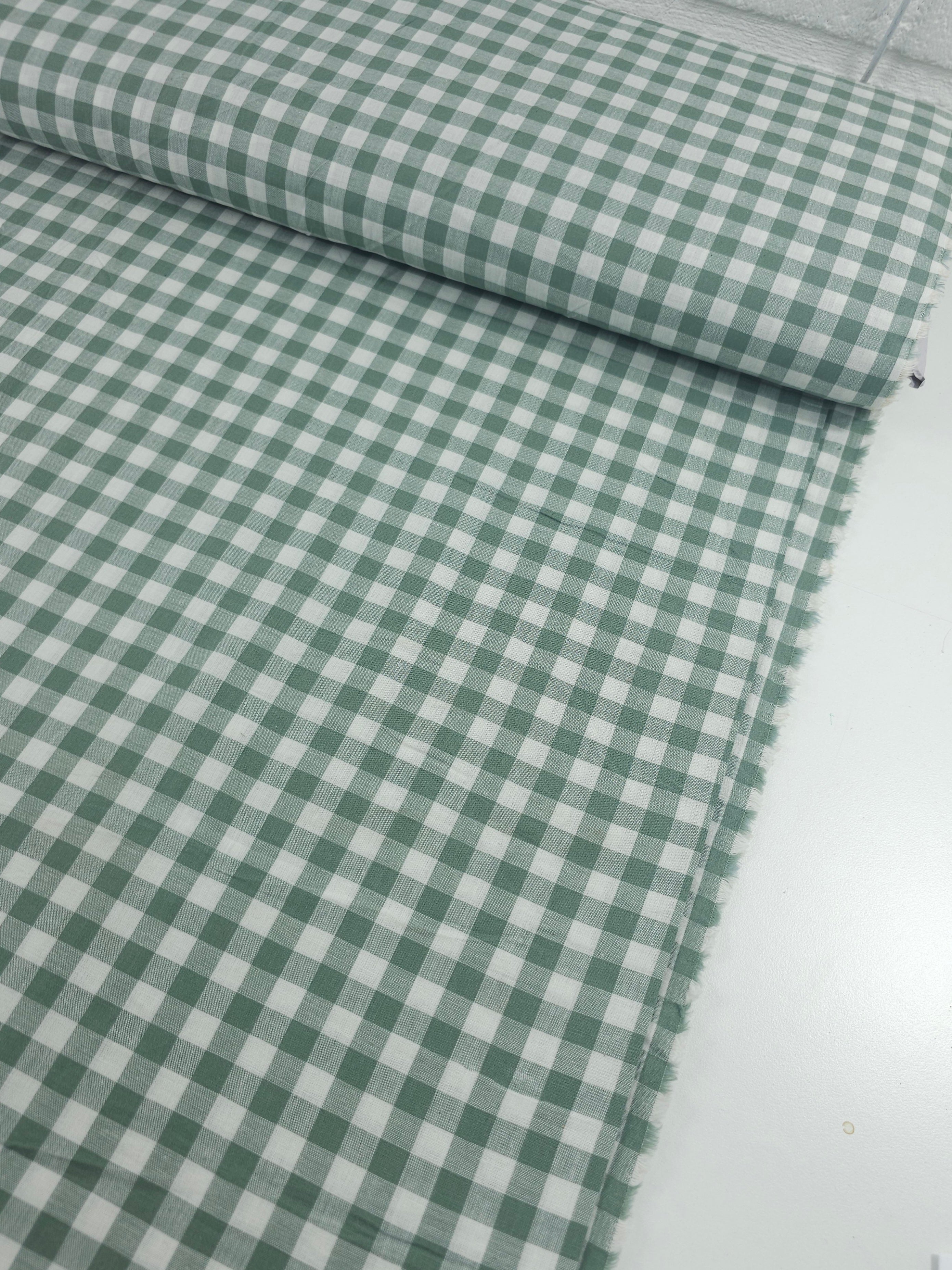 Pale Pine Green Gingham 100% Cotton 98" *EXTRA WIDE*