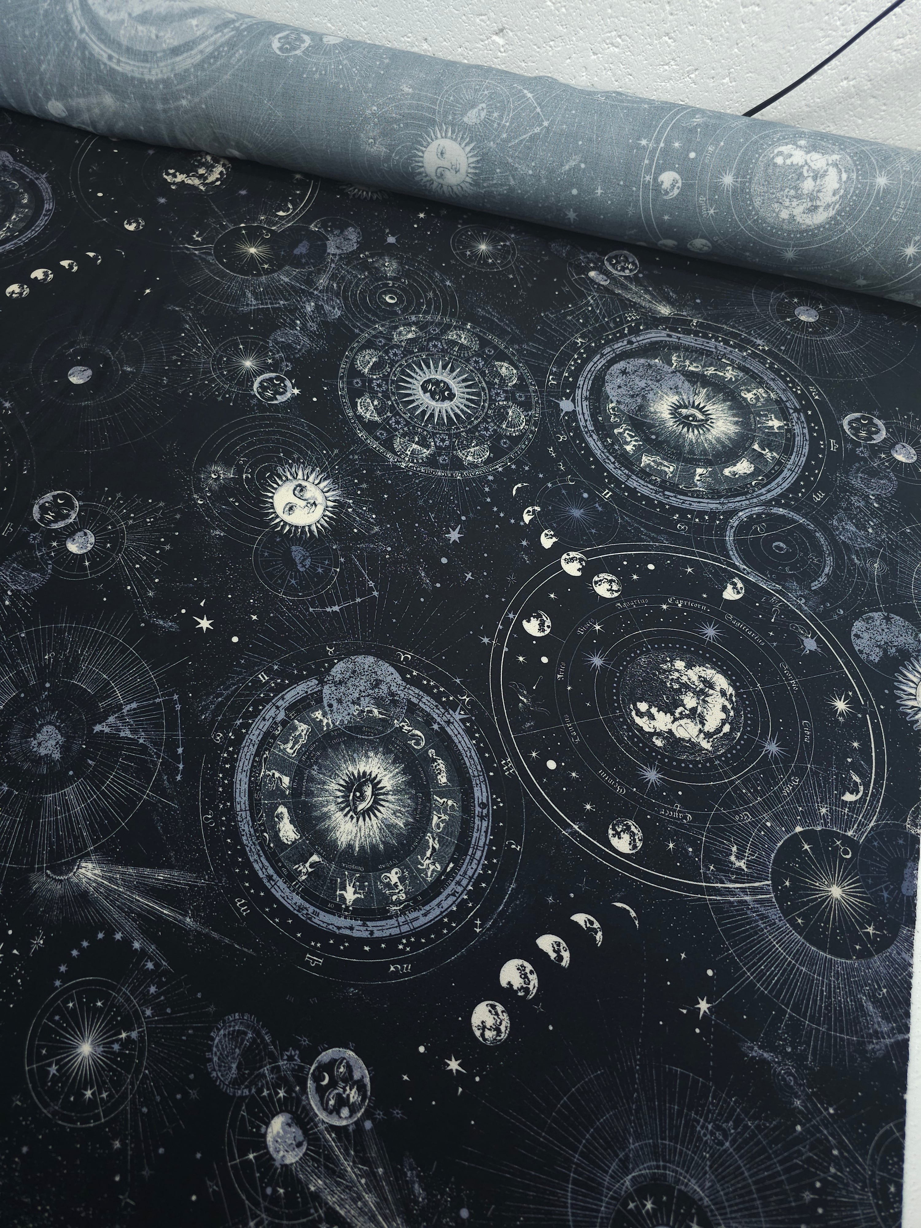 Celestial Moon Phase Horoscope Viscose Challis *Disturbia*