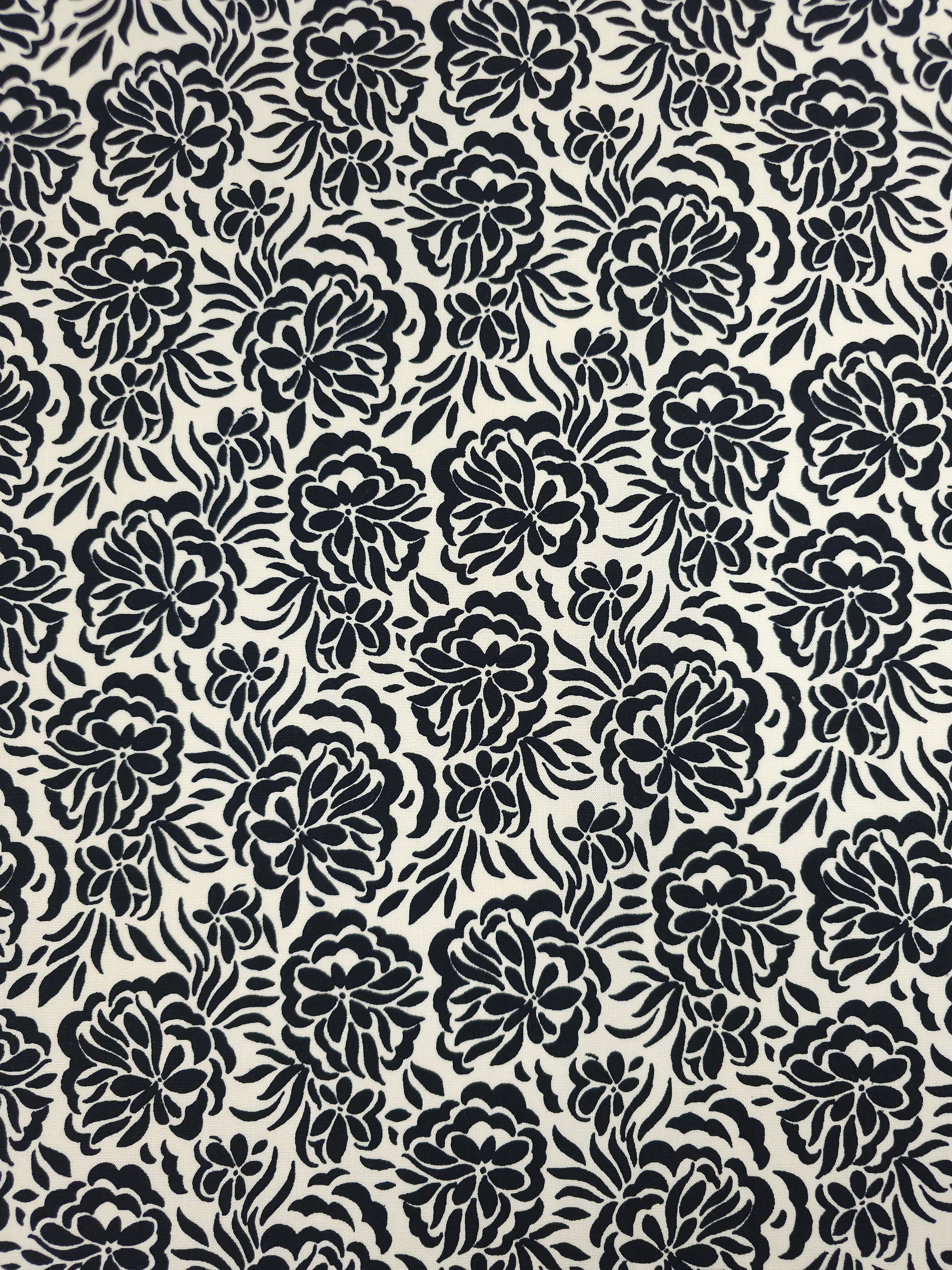 Black/Ivory Floral Dream Interfacing Backed Viscose