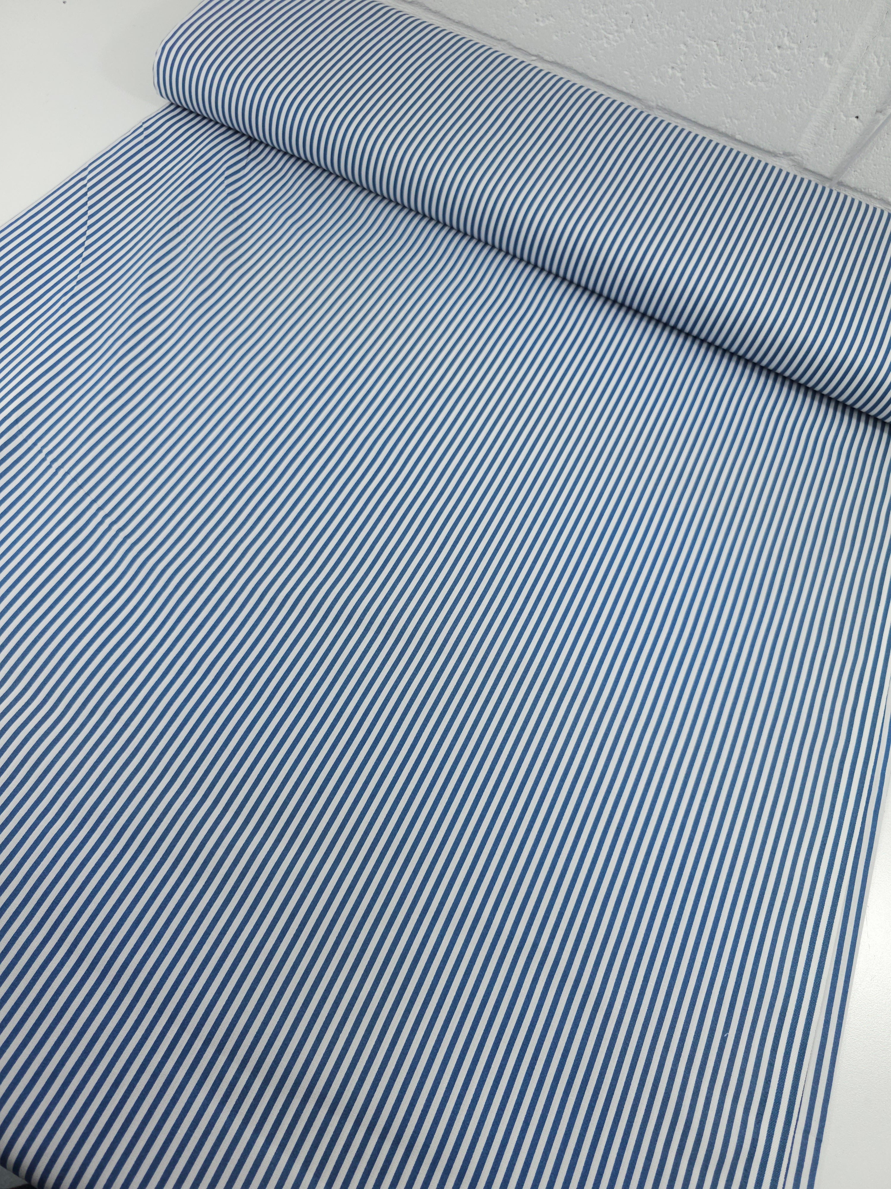 Steel Blue/White Stripe 100% Cotton 103" *EXTRA WIDE*