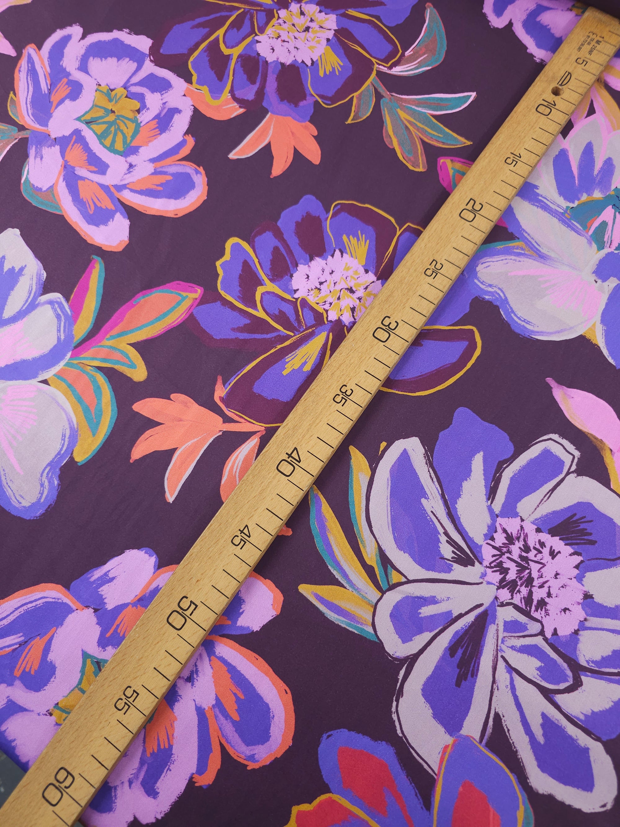 Lush Watercolour Wildflowers Cotton Satin 60"