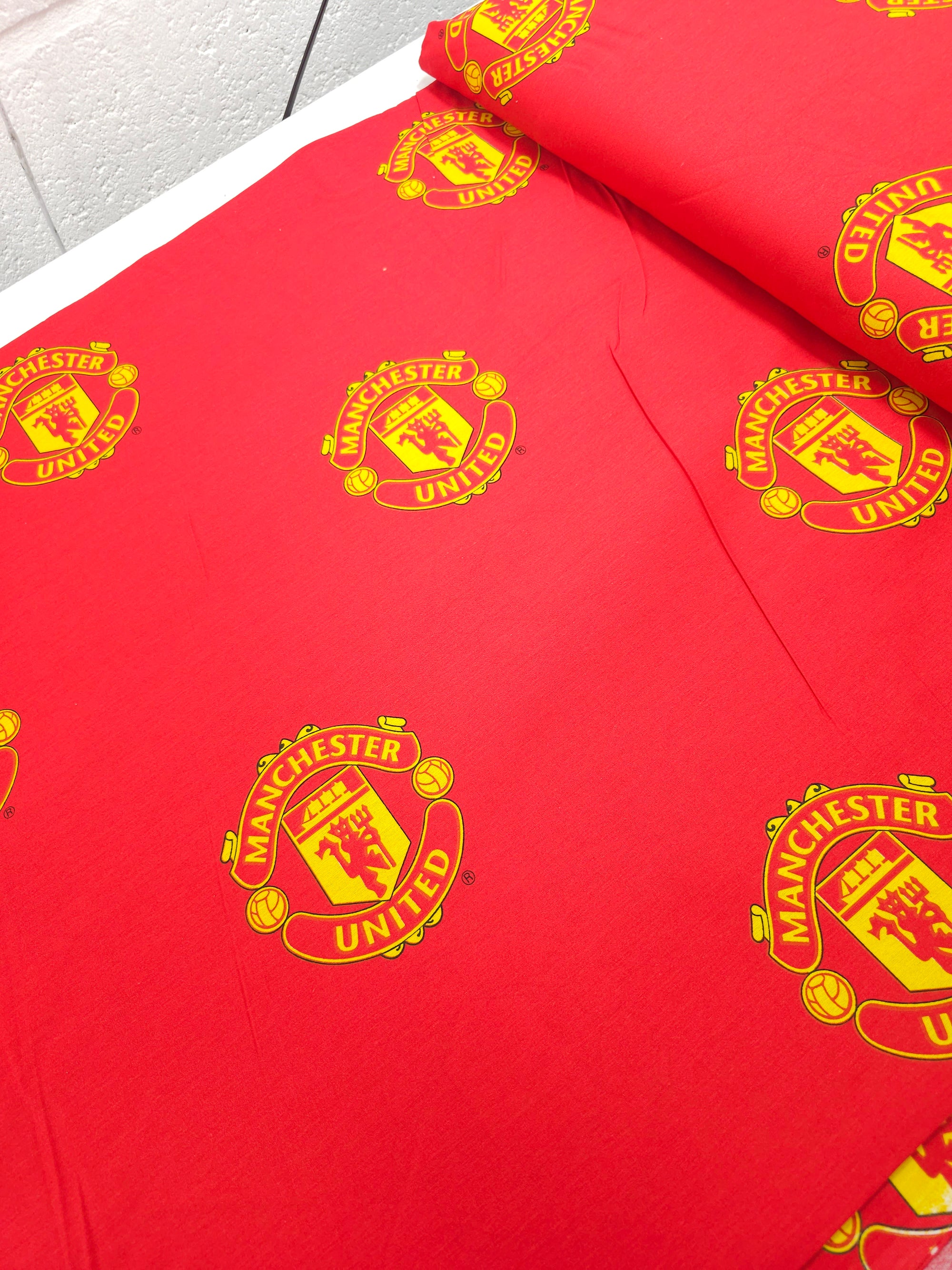 Red Machester United FC Emblem 100% Cotton Football Fabric 98" *EXTRA WIDE*