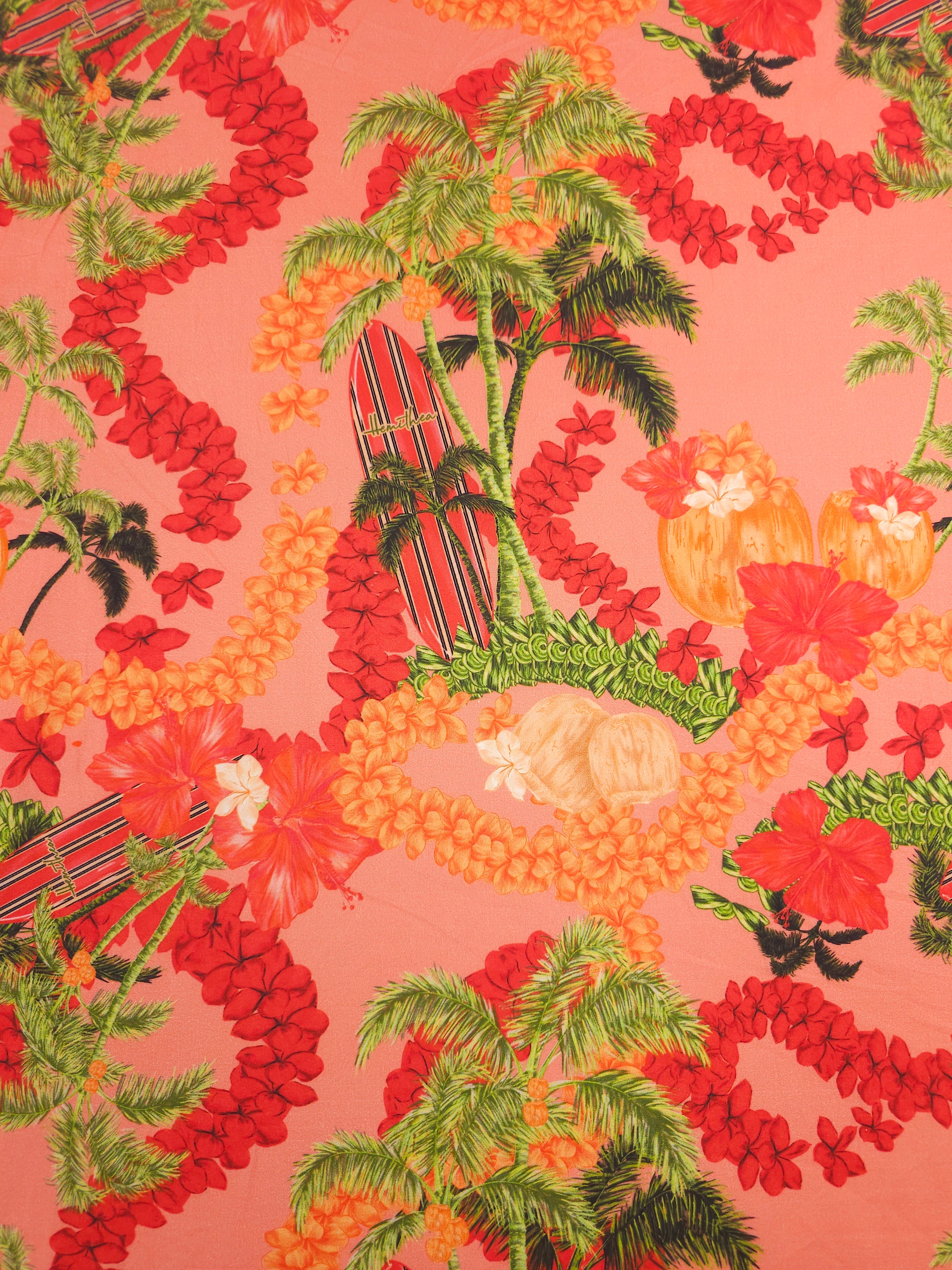Coral Hawaiin Surf Lightweight Cotton