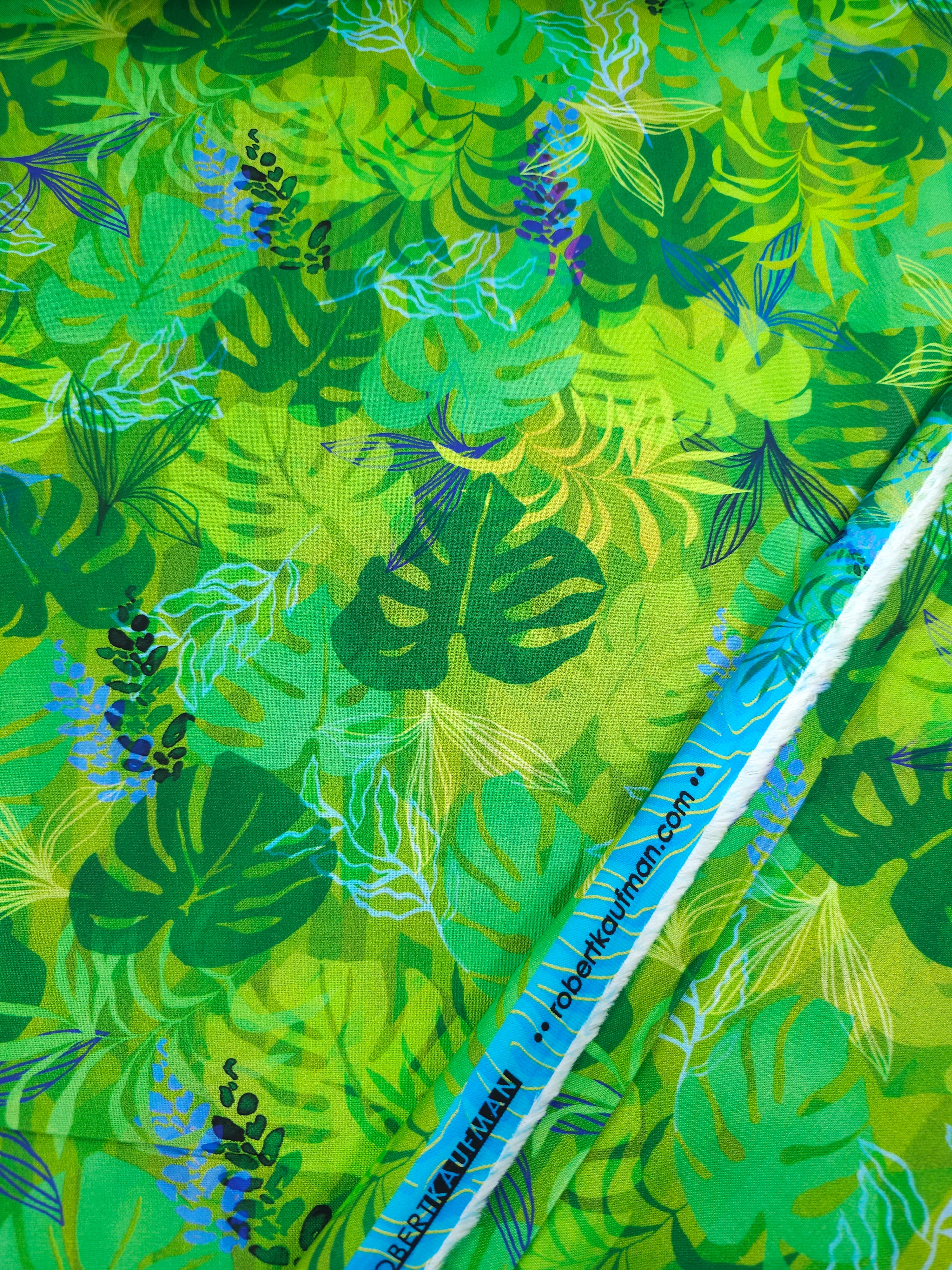 Light Green Jungle Palm Leaf 100% Cotton 108" - Robert Kaufman *EXTRA WIDE*