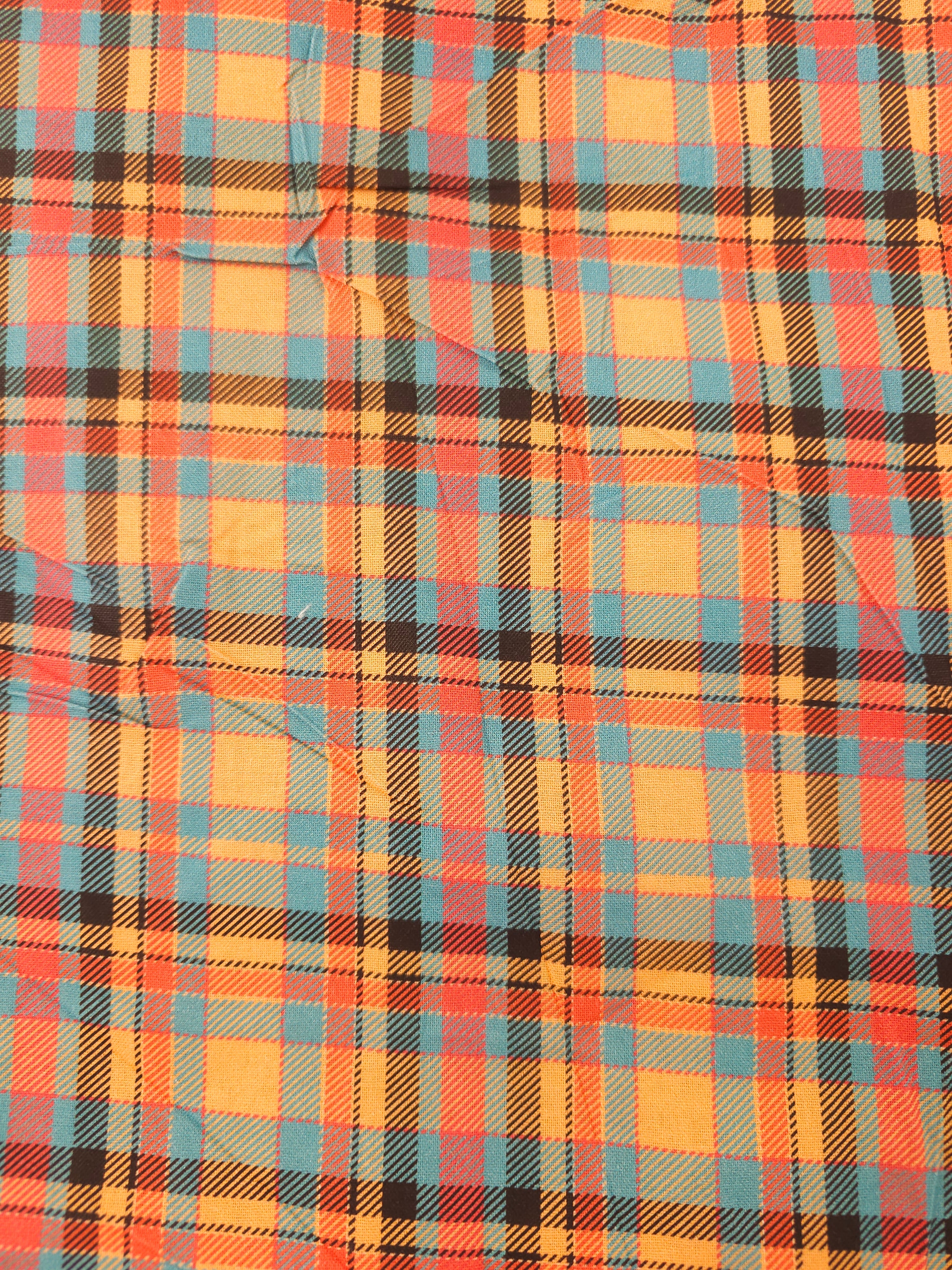 Orange plaid Cotton- 1m piece