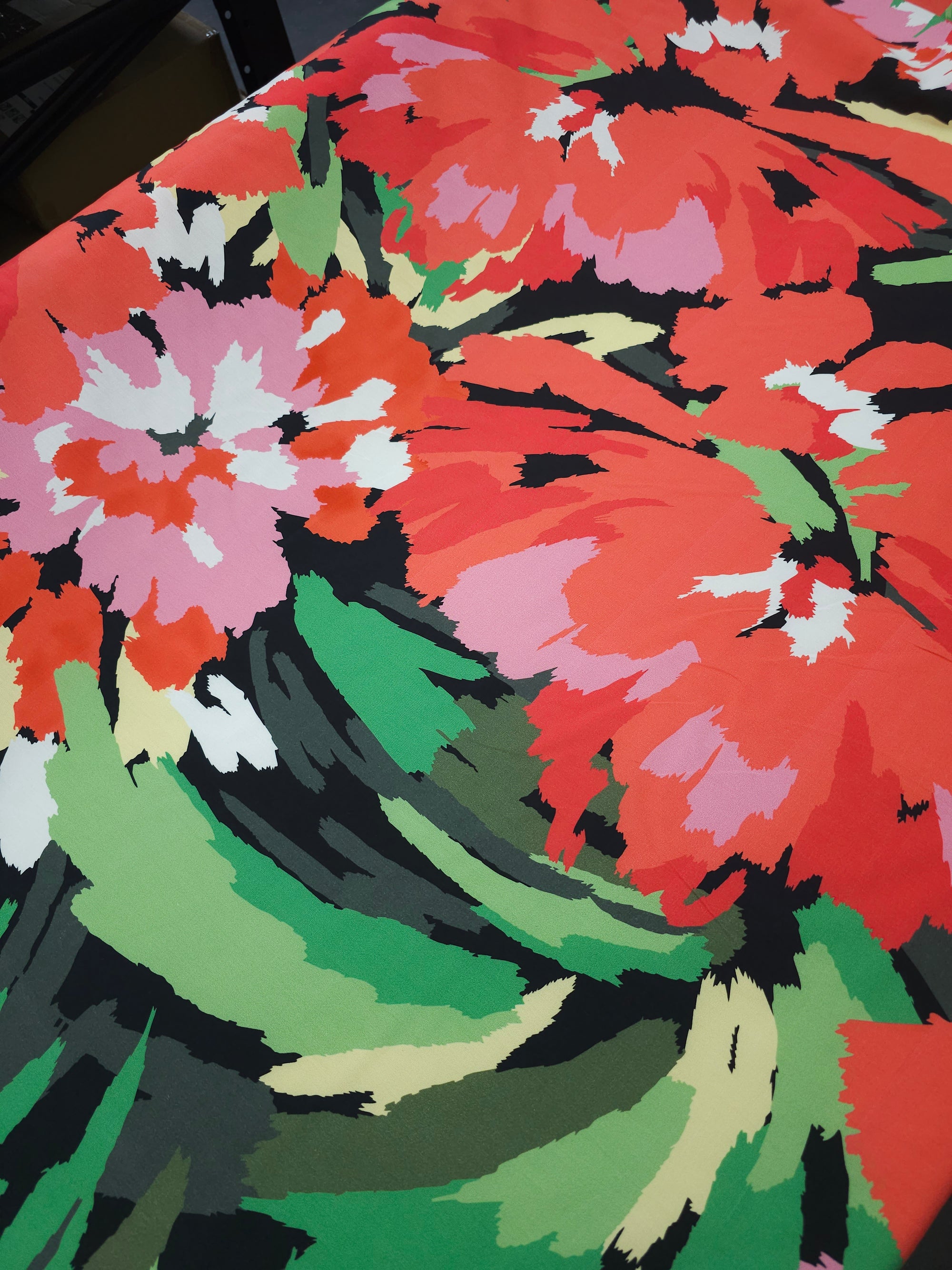 Rosy Red Brushstroke Floral Cotton Sateen