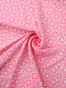  Pink/Cream Damask Tile Viscose Crepe