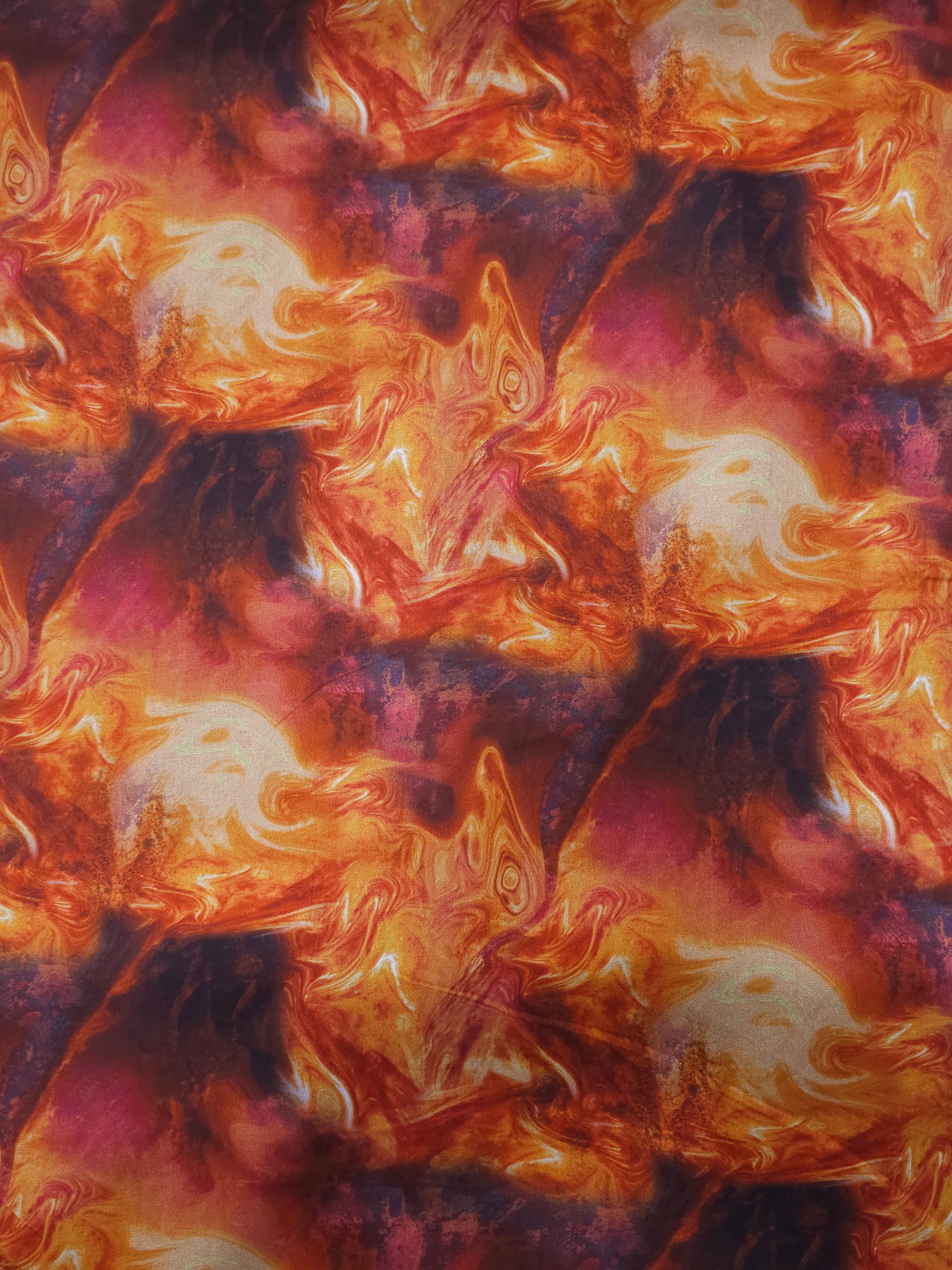 Orange/Red Fire Marble 100% Cotton