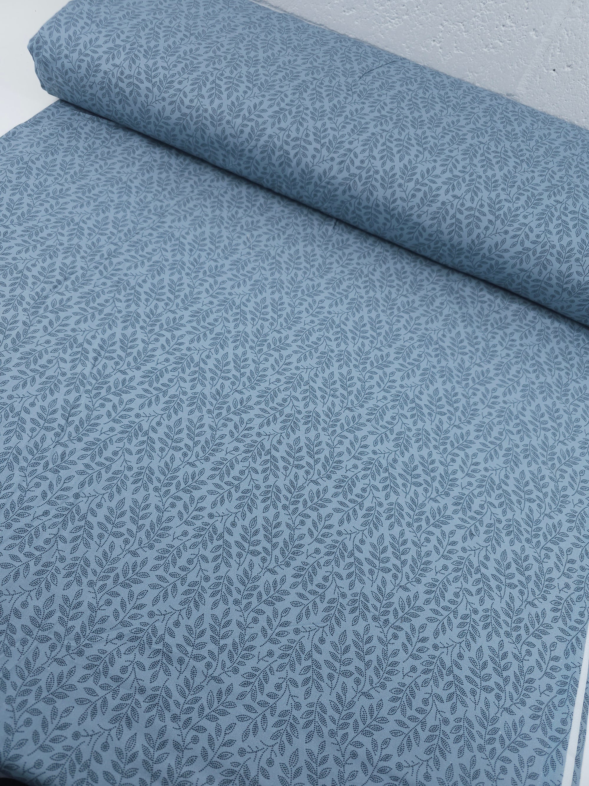 Powder Blue Dotty Leaf Stem 100% Cotton 108" *EXTRA WIDE*