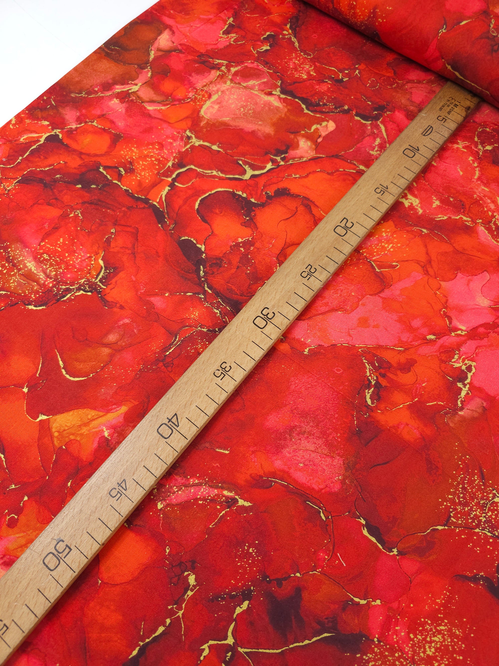 Red/Gold Marble 100% Cotton