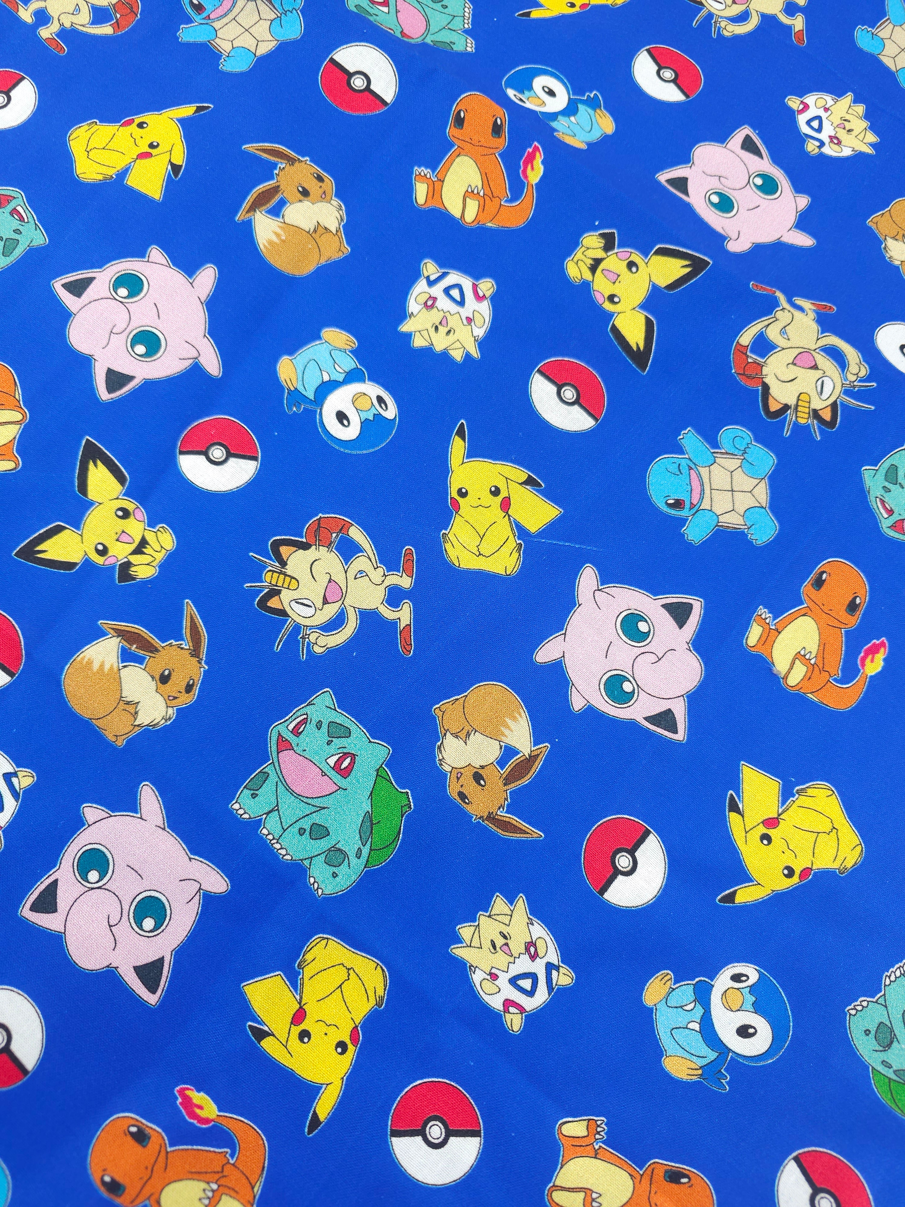 Blue Pokemon Cotton- 4.5m piece