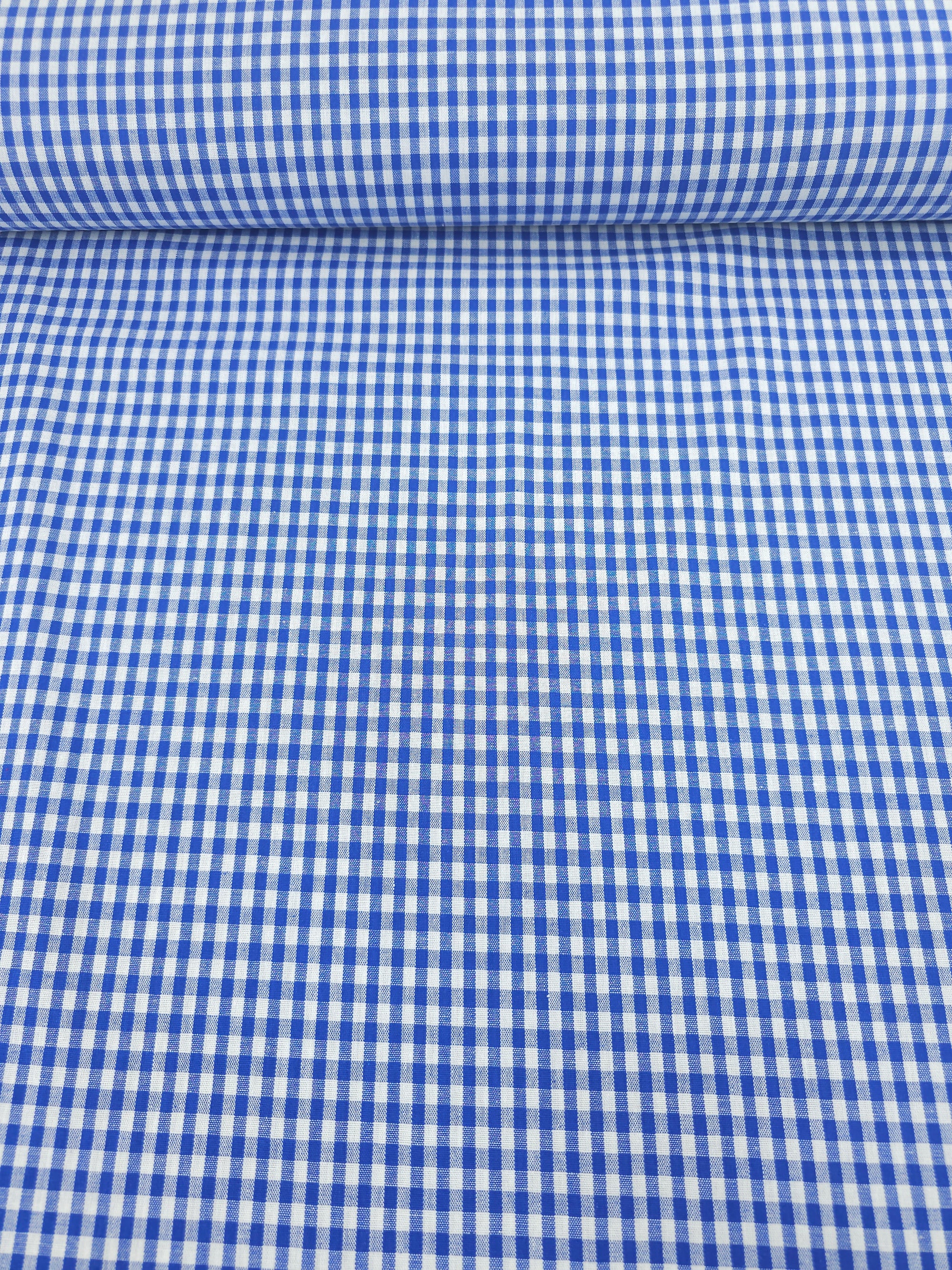 Cobalt Blue Small Gingham 100% Cotton 55"