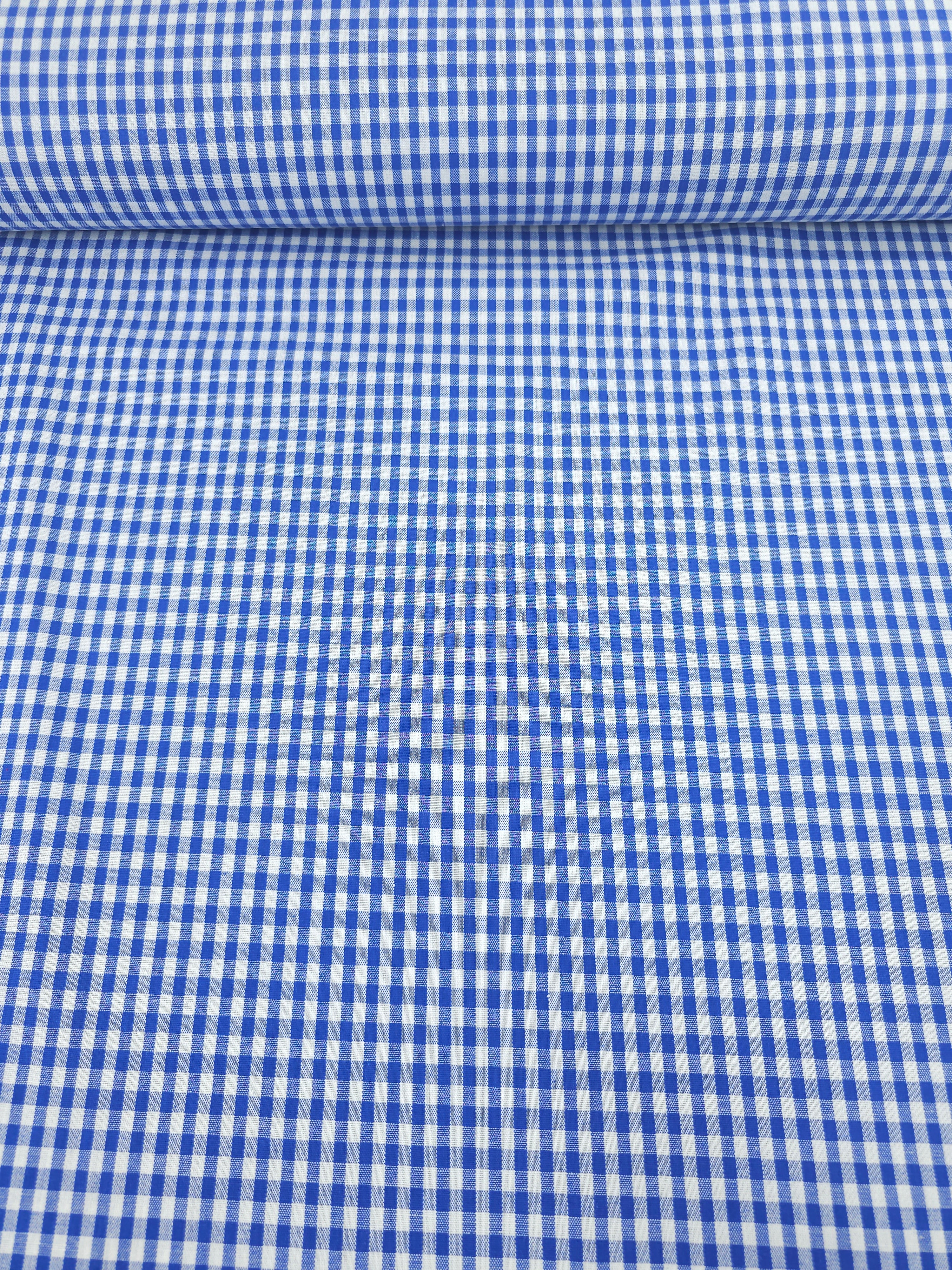 Cobalt Blue Small Gingham 100% Cotton 55"