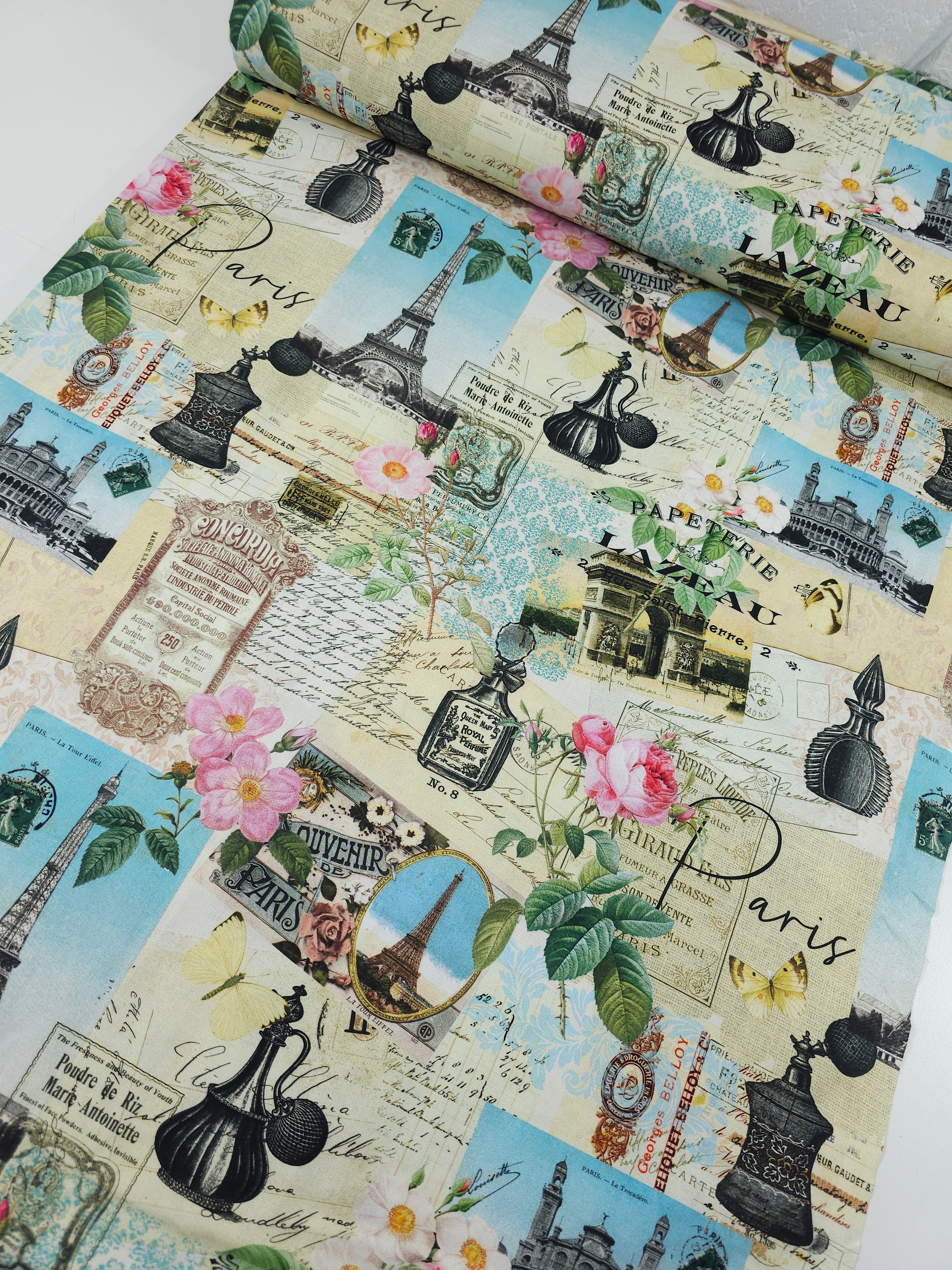 Belle Fleur Paris Collage 100% Cotton