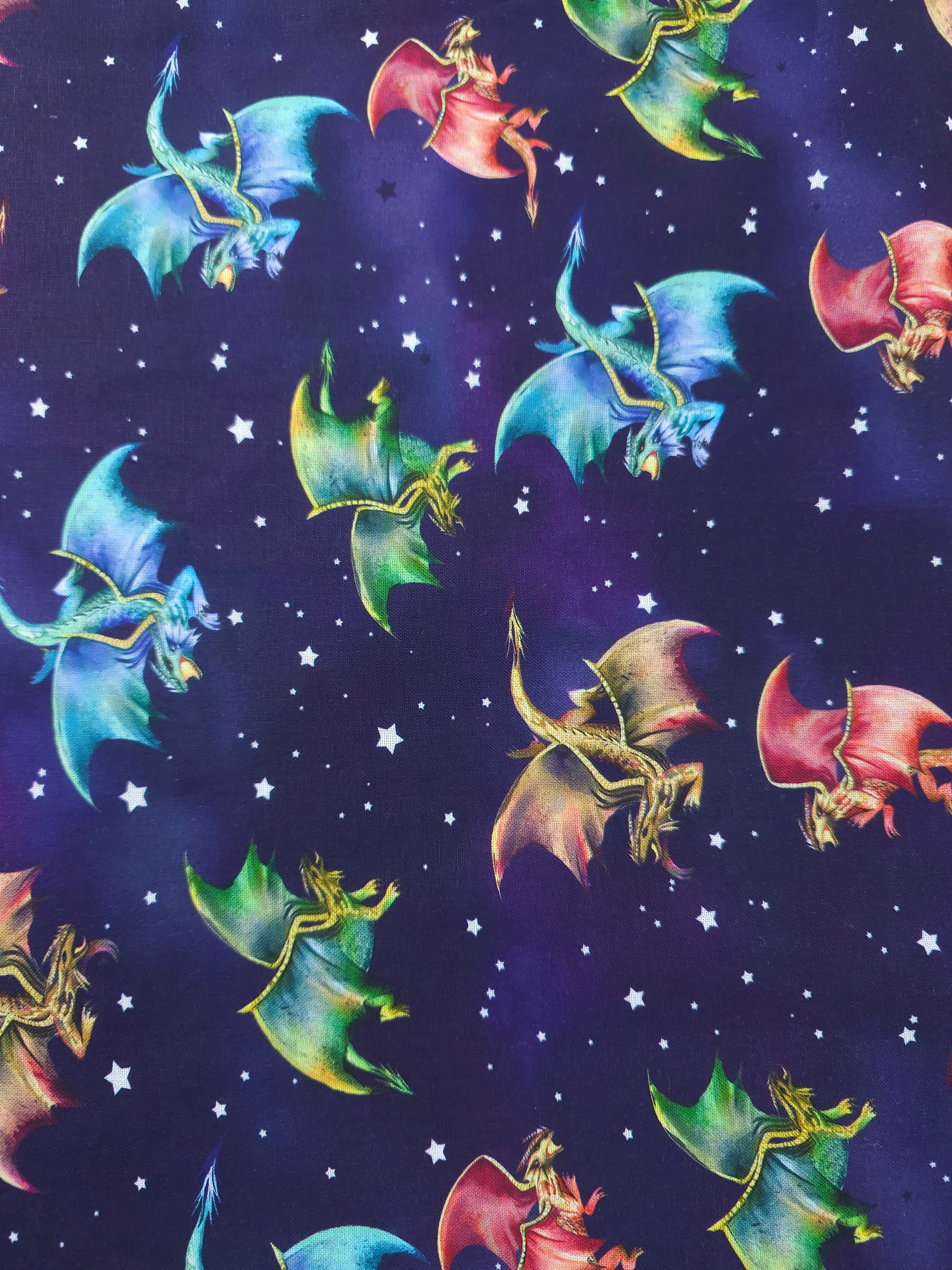Midnight dragons Cotton- 1m piece
