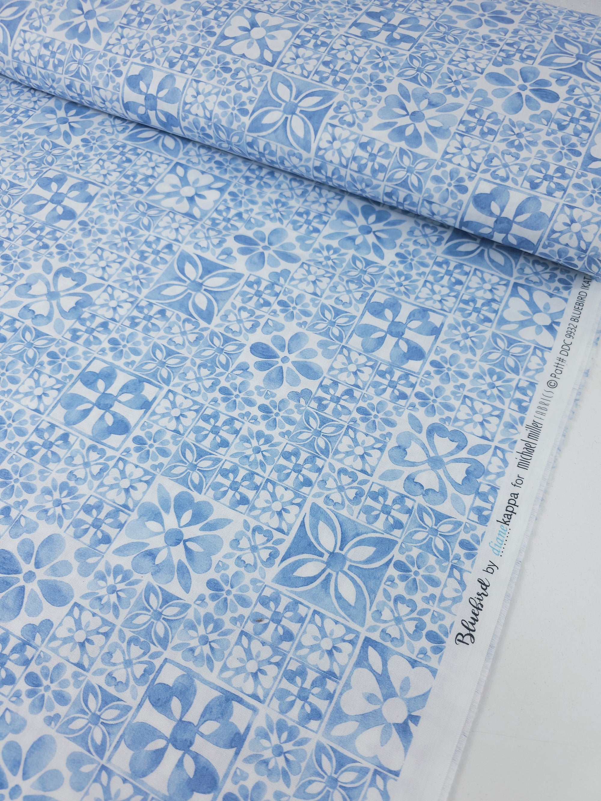 Pale Blue Mosaic Tile 100% Cotton - Michael Miller