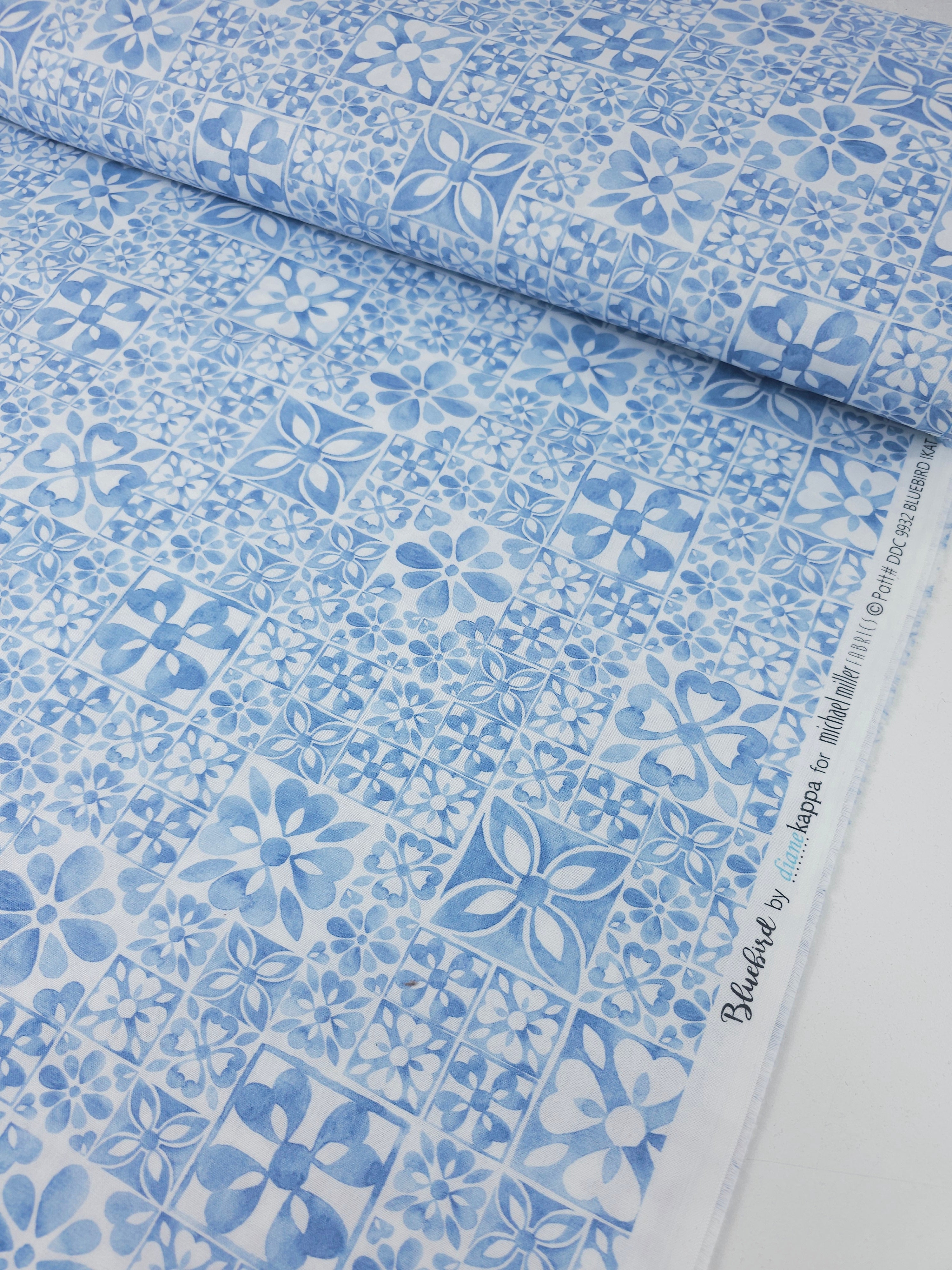 Pale Blue Mosaic Tile 100% Cotton - Michael Miller