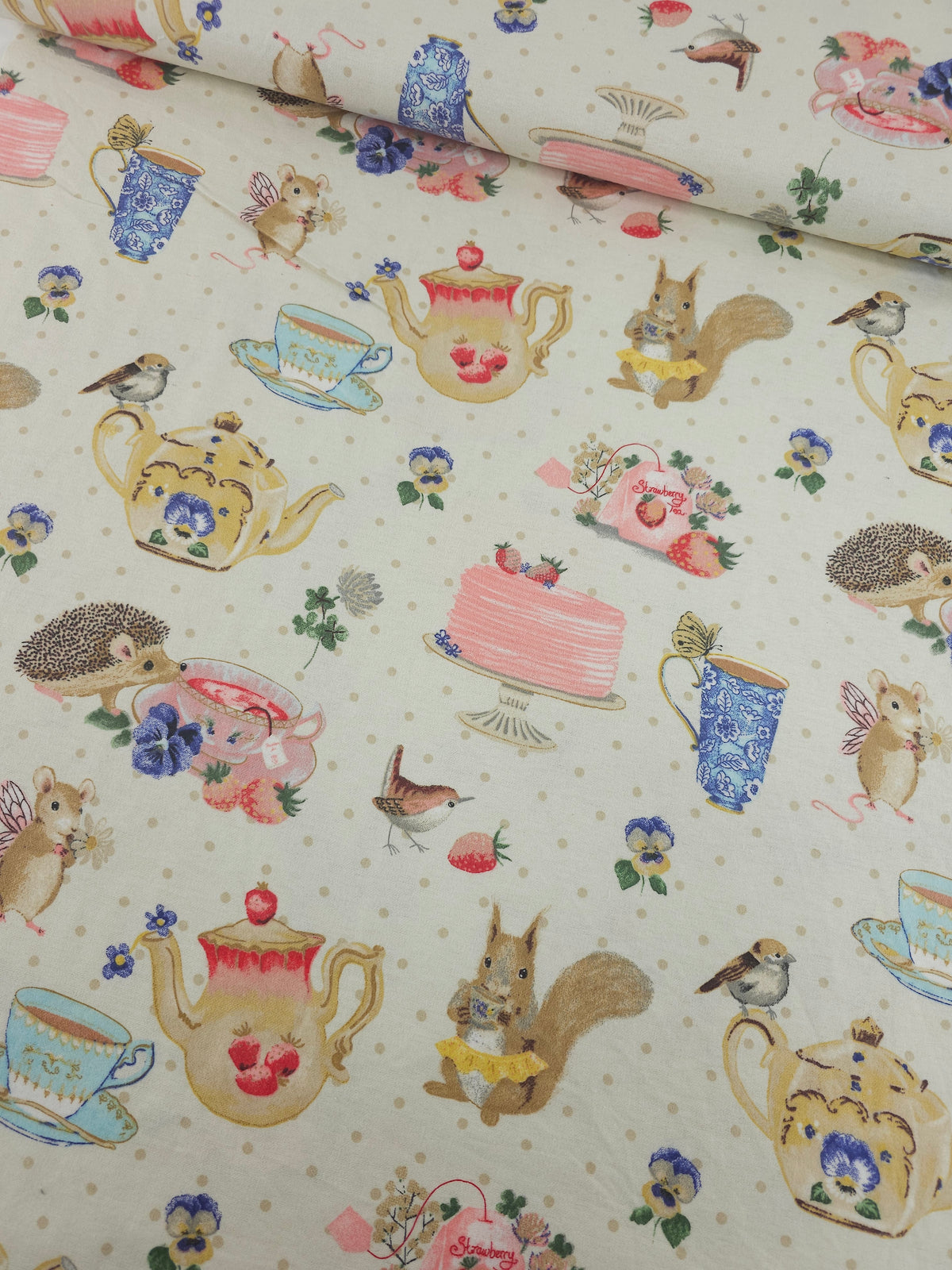 Hedgehog Mouse Tea Party Lightweight Flannel Cotton
