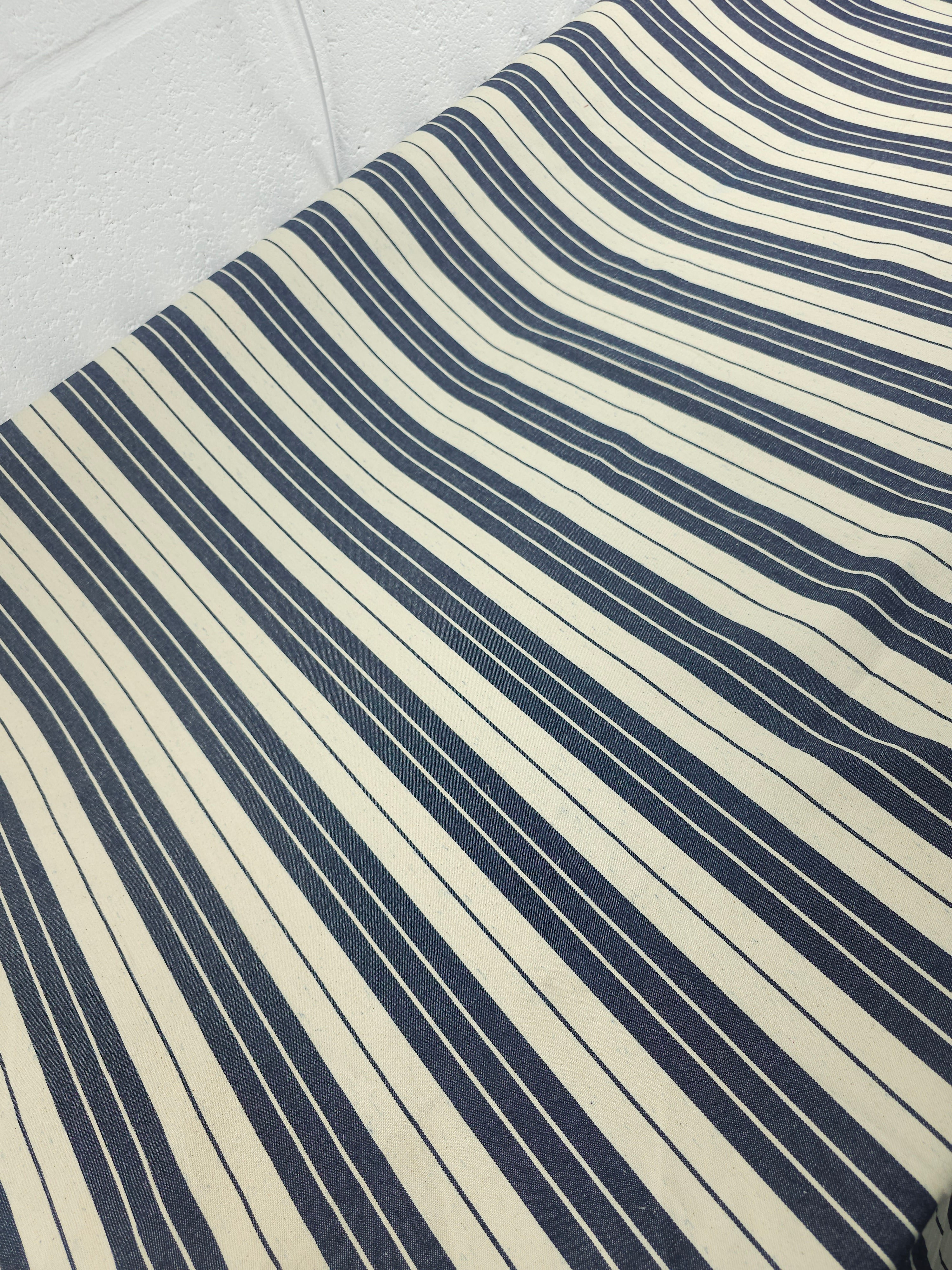 Cream/Navy Multi Stripe Denim