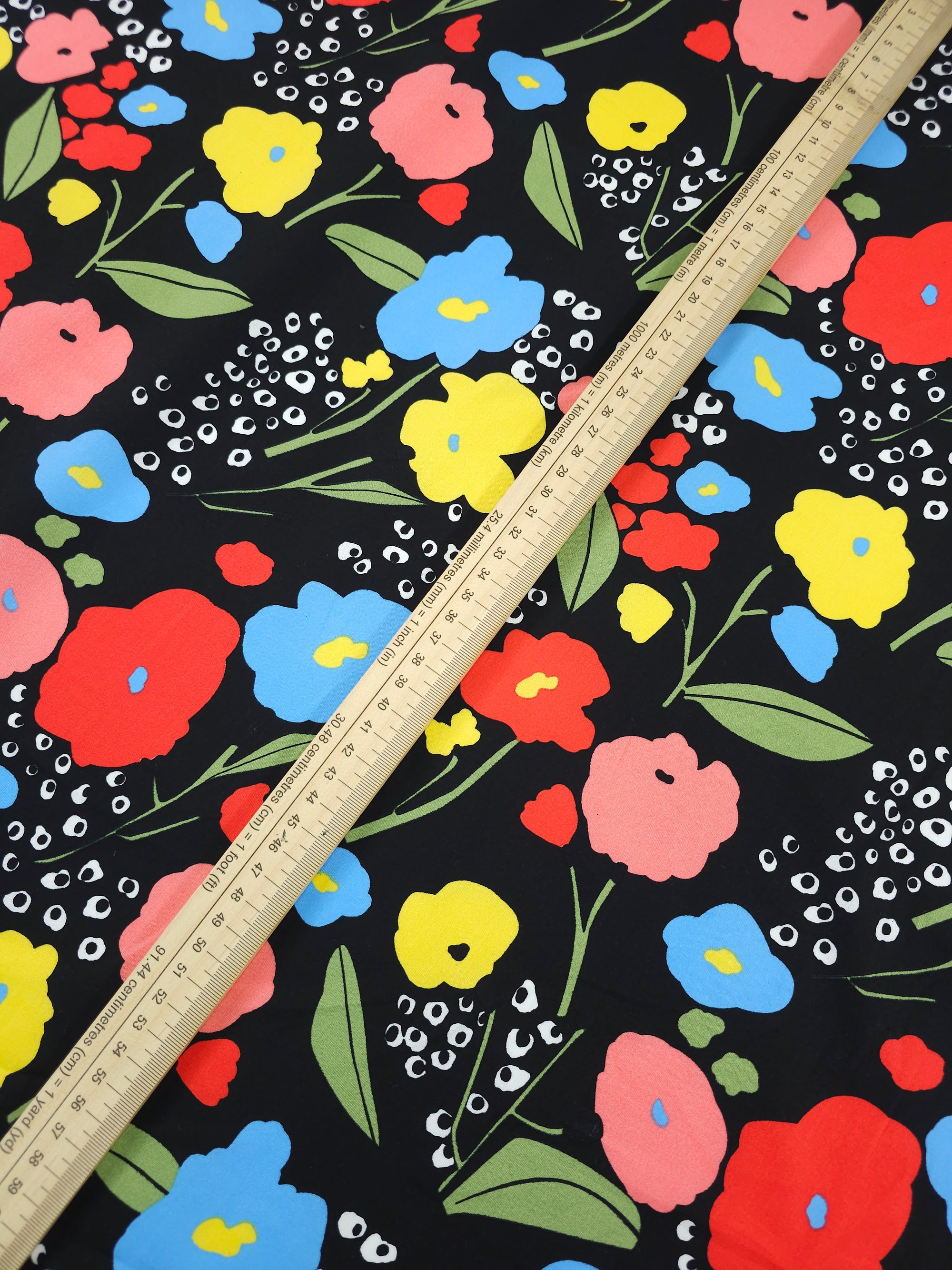 Bright Abstract Doodle Floral Cotton Poplin