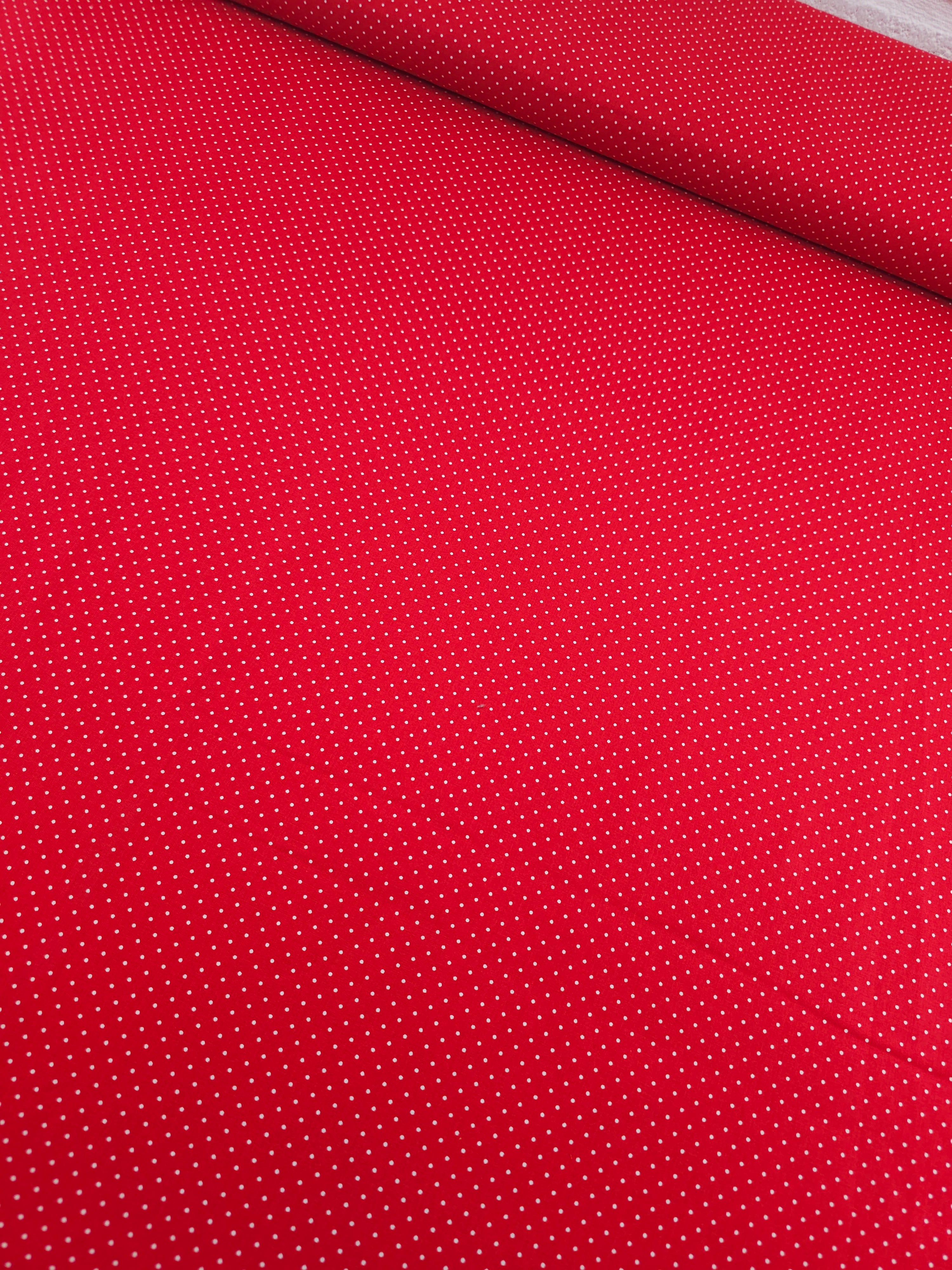Red Micro Polka Dot Lightweight Cotton 60"