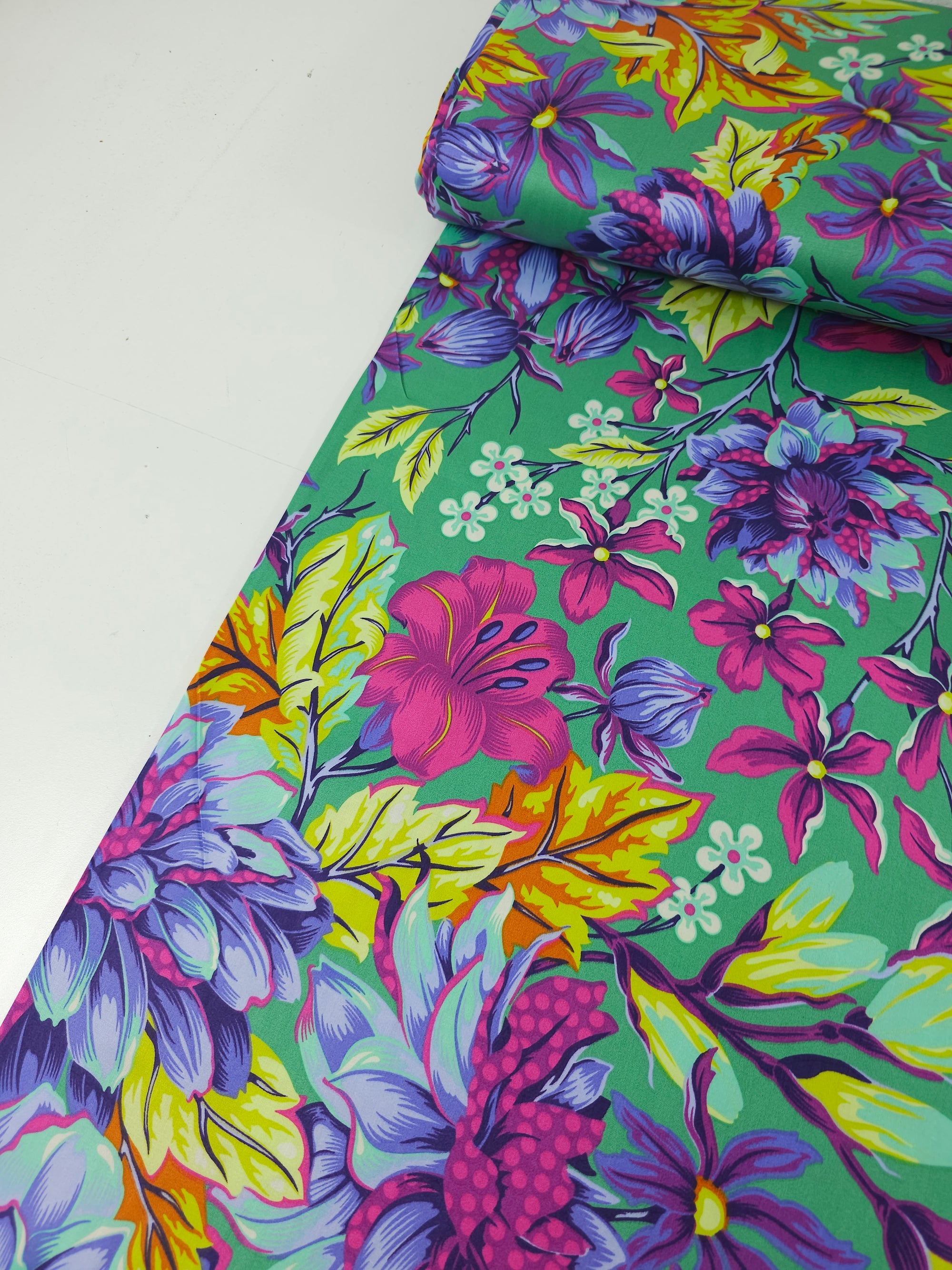 Teal Untamed Hello Dahlia Cotton Sateen 108" - Tula Pink *EXTRA WIDE*
