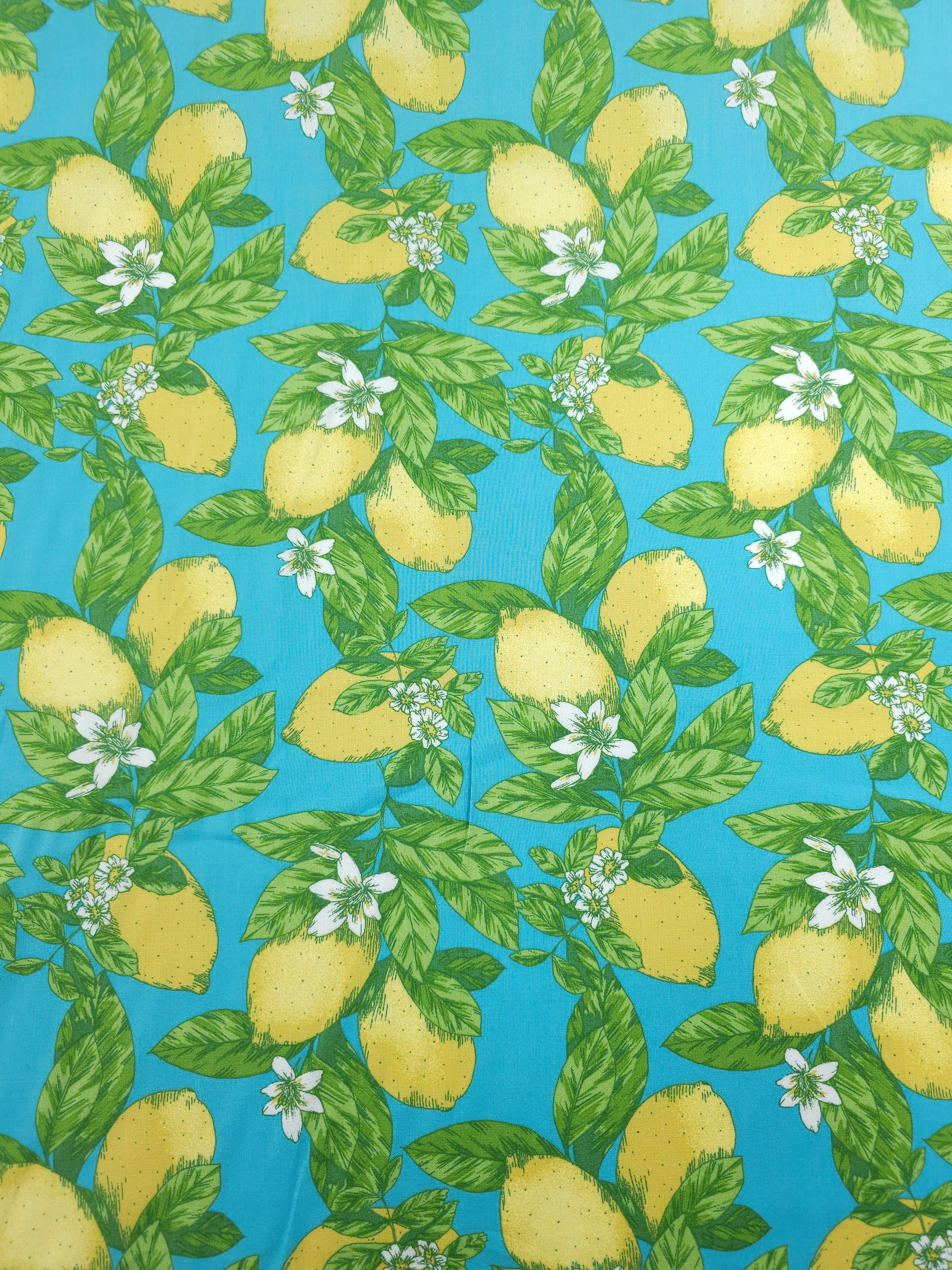 Blue Lemon Leaf Cotton Viscose