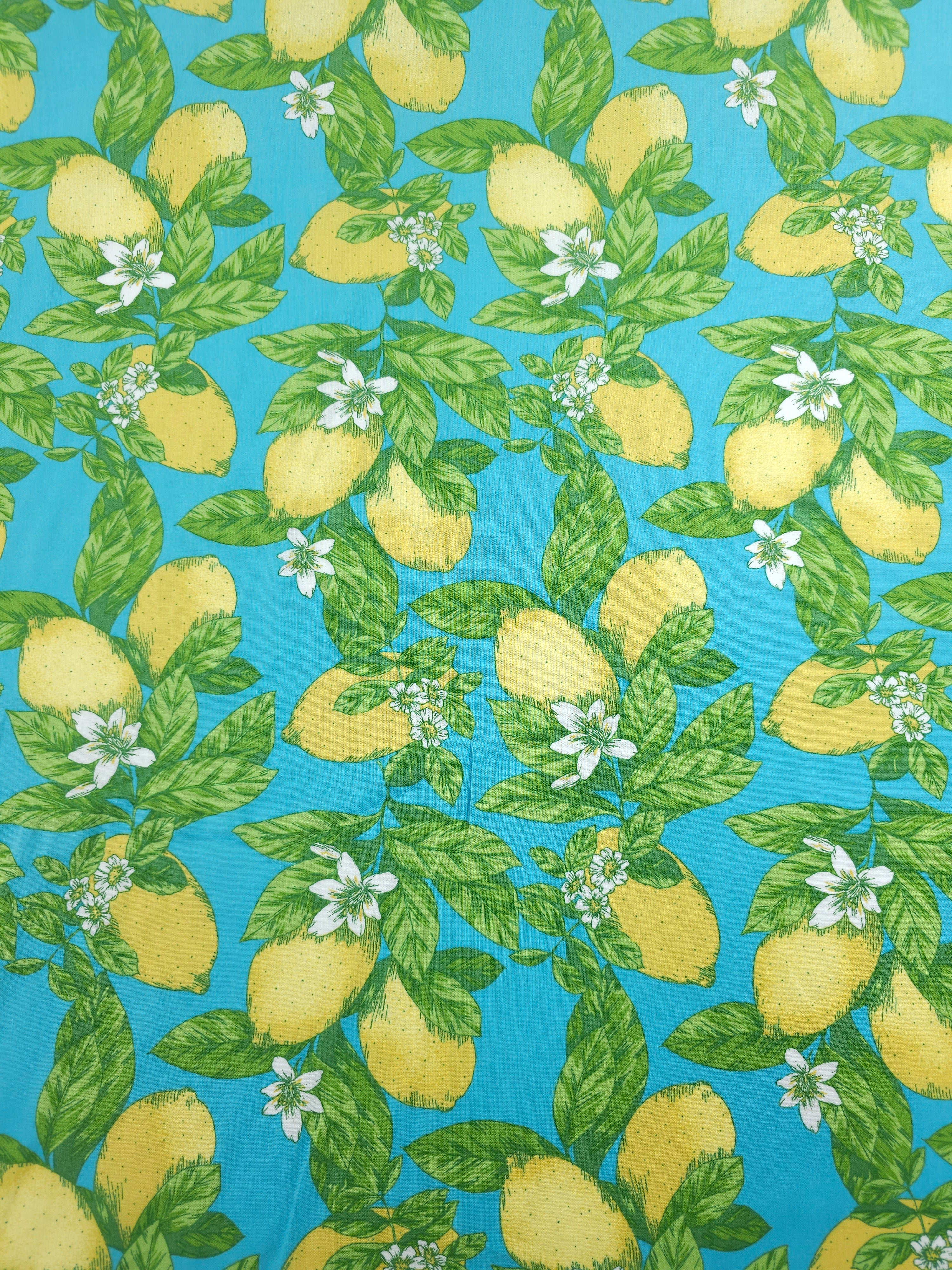 Blue Lemon Leaf Cotton Viscose