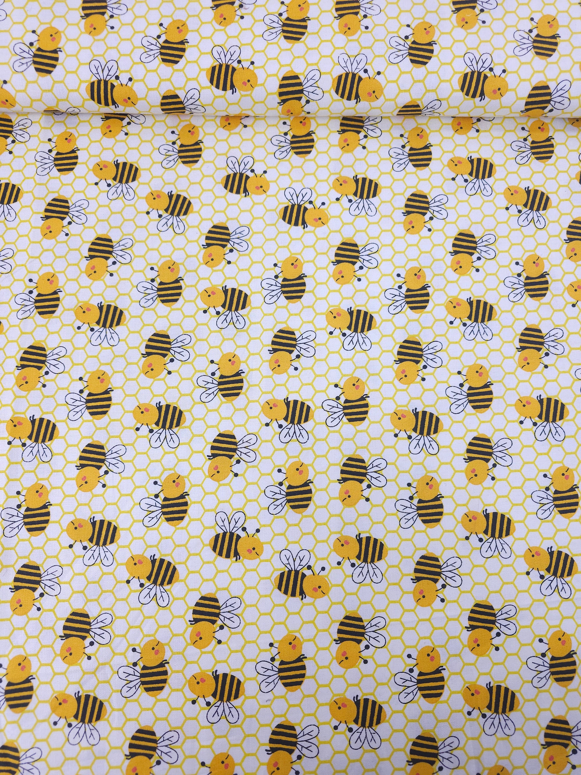 Busy Honeycomb Bees 100% Cotton