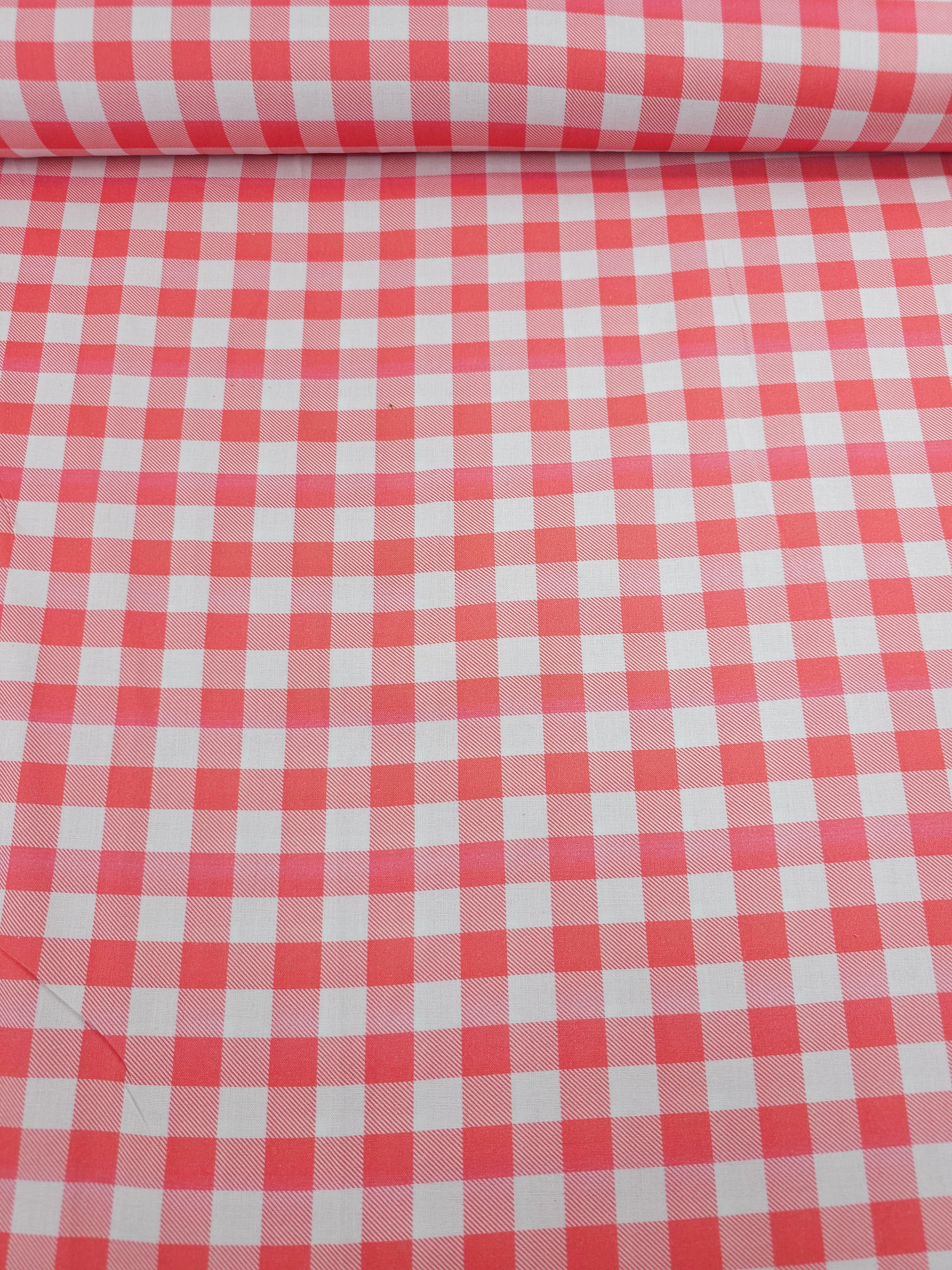 Pinky Coral Gingham 100% Cotton