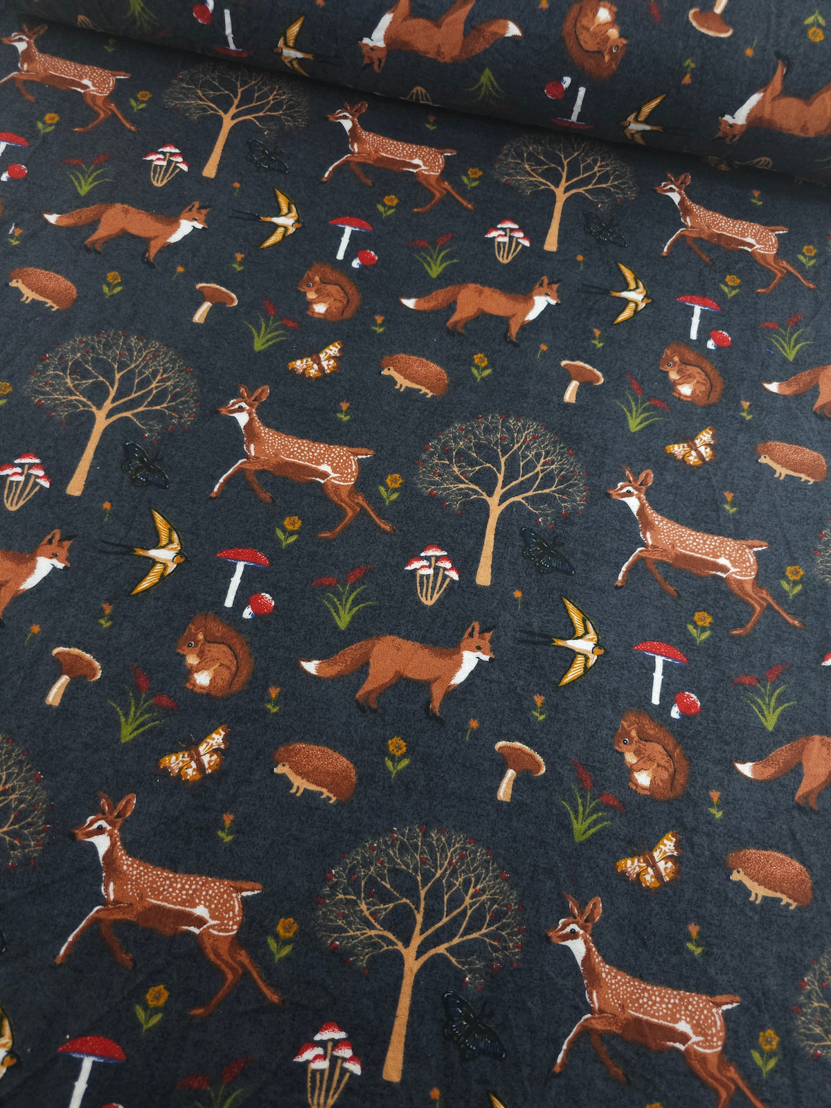 Woodland Animals Lightweight Flannel Cotton