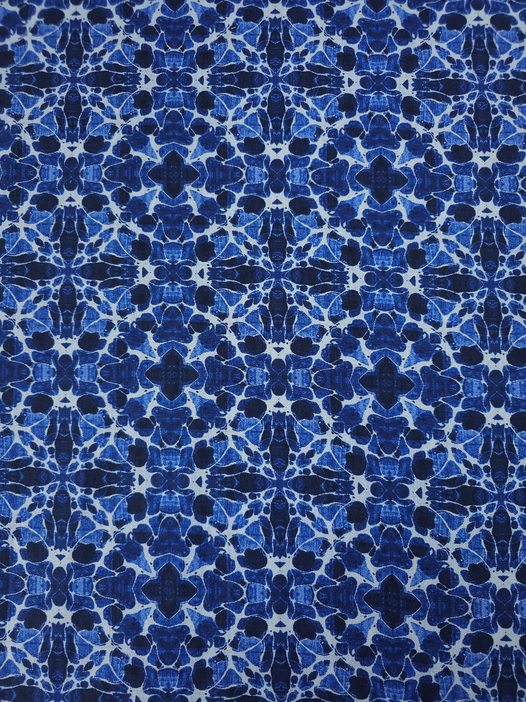 Denim Blue Kaleidoscope 100% Cotton