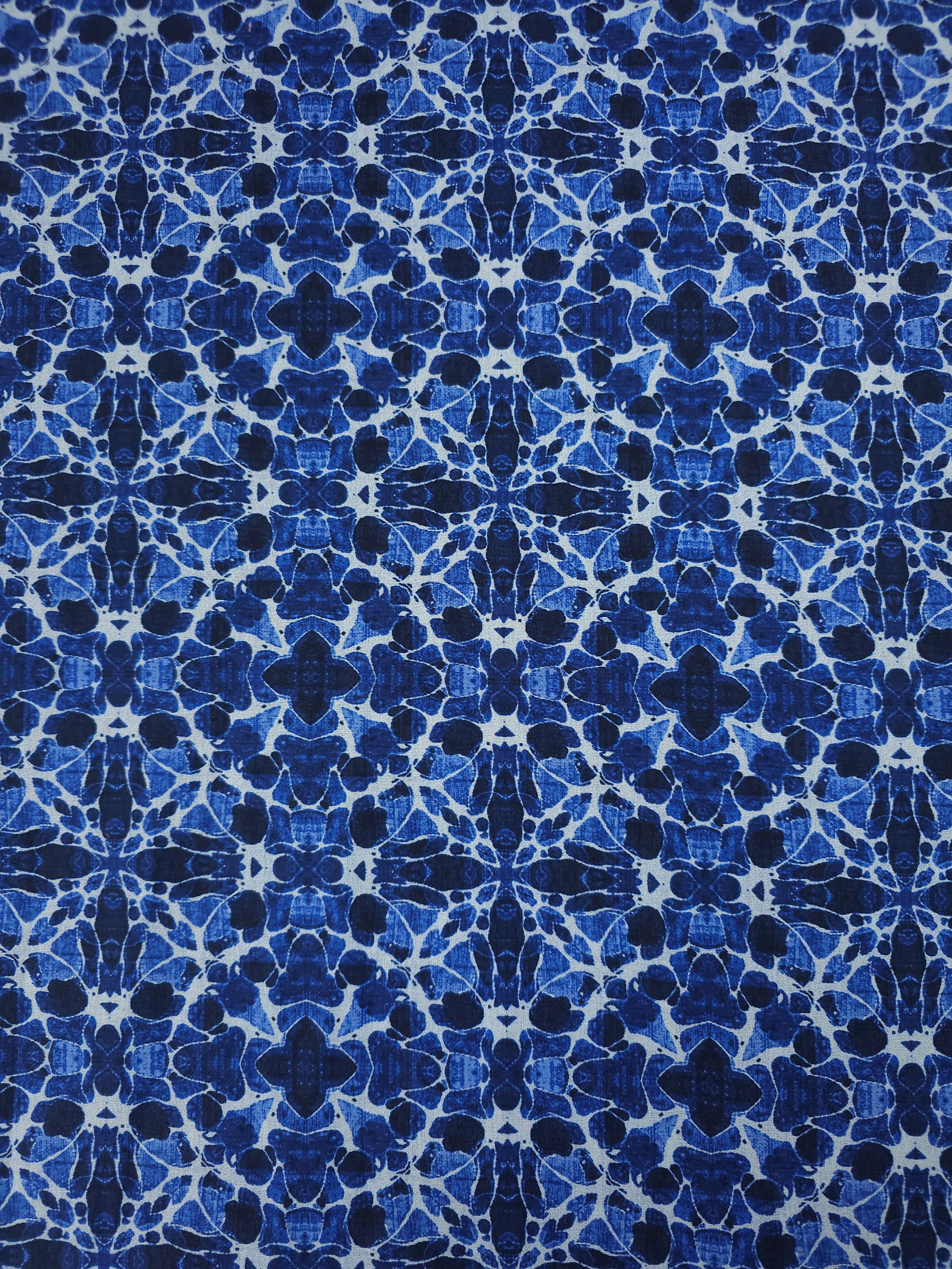 Denim Blue Kaleidoscope 100% Cotton