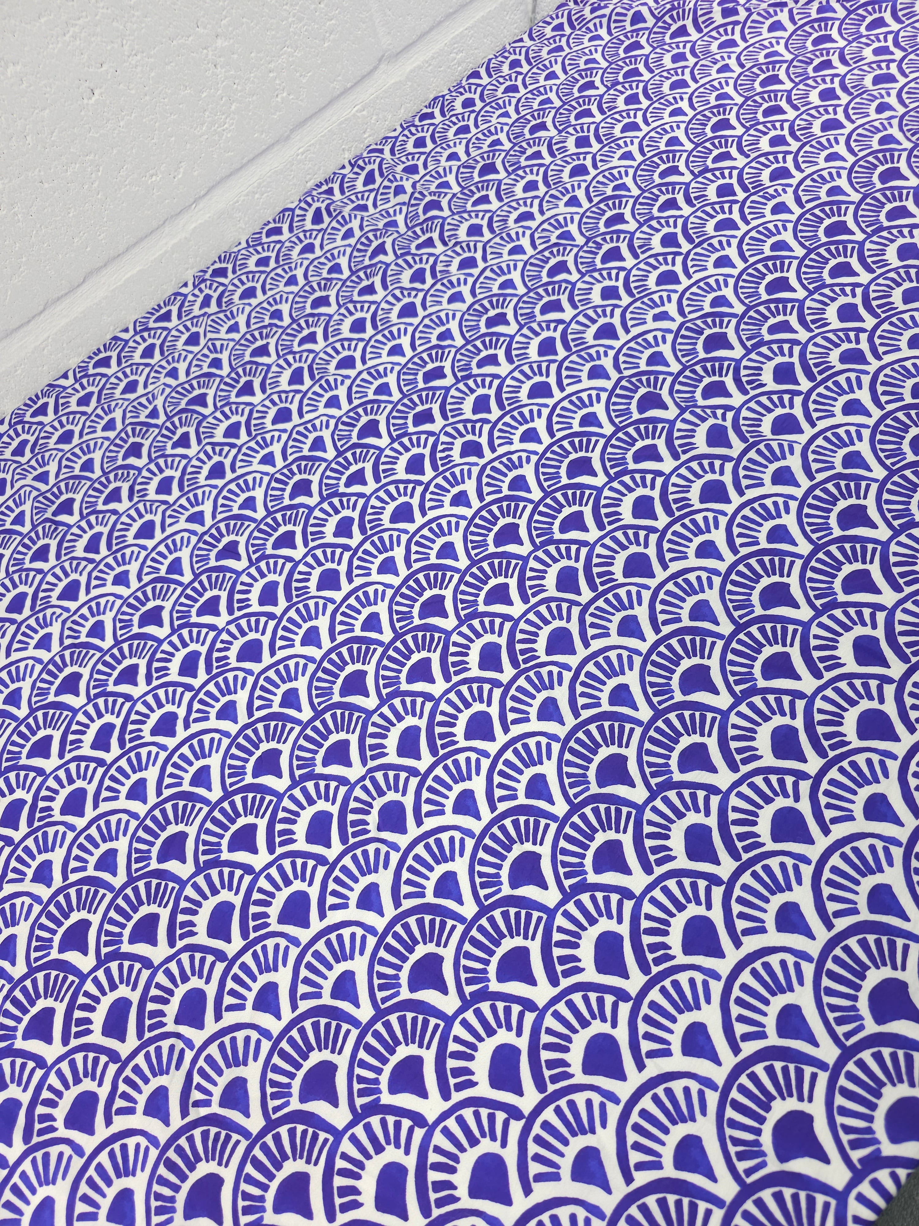 Purple Geometric Scallop Fan Modal Viscose