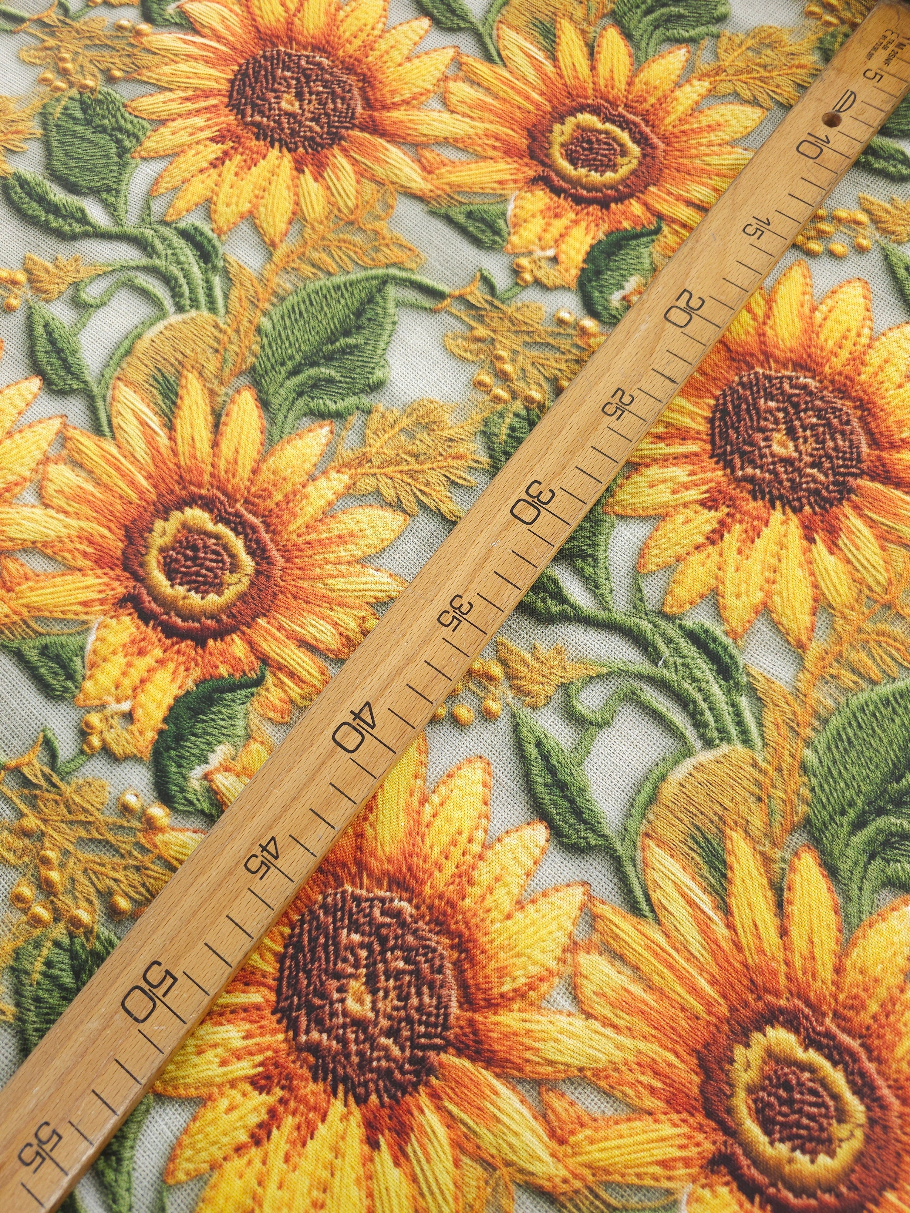 Sunflower Crochet Look Canvas Cotton