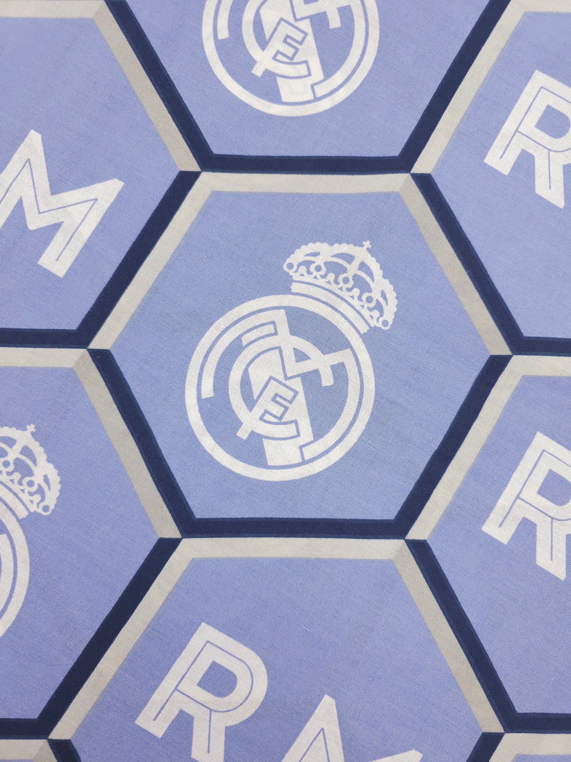 Real Madrid FC Emblem Hexagon 100% Cotton Football Fabric 94" *EXTRA WIDE*