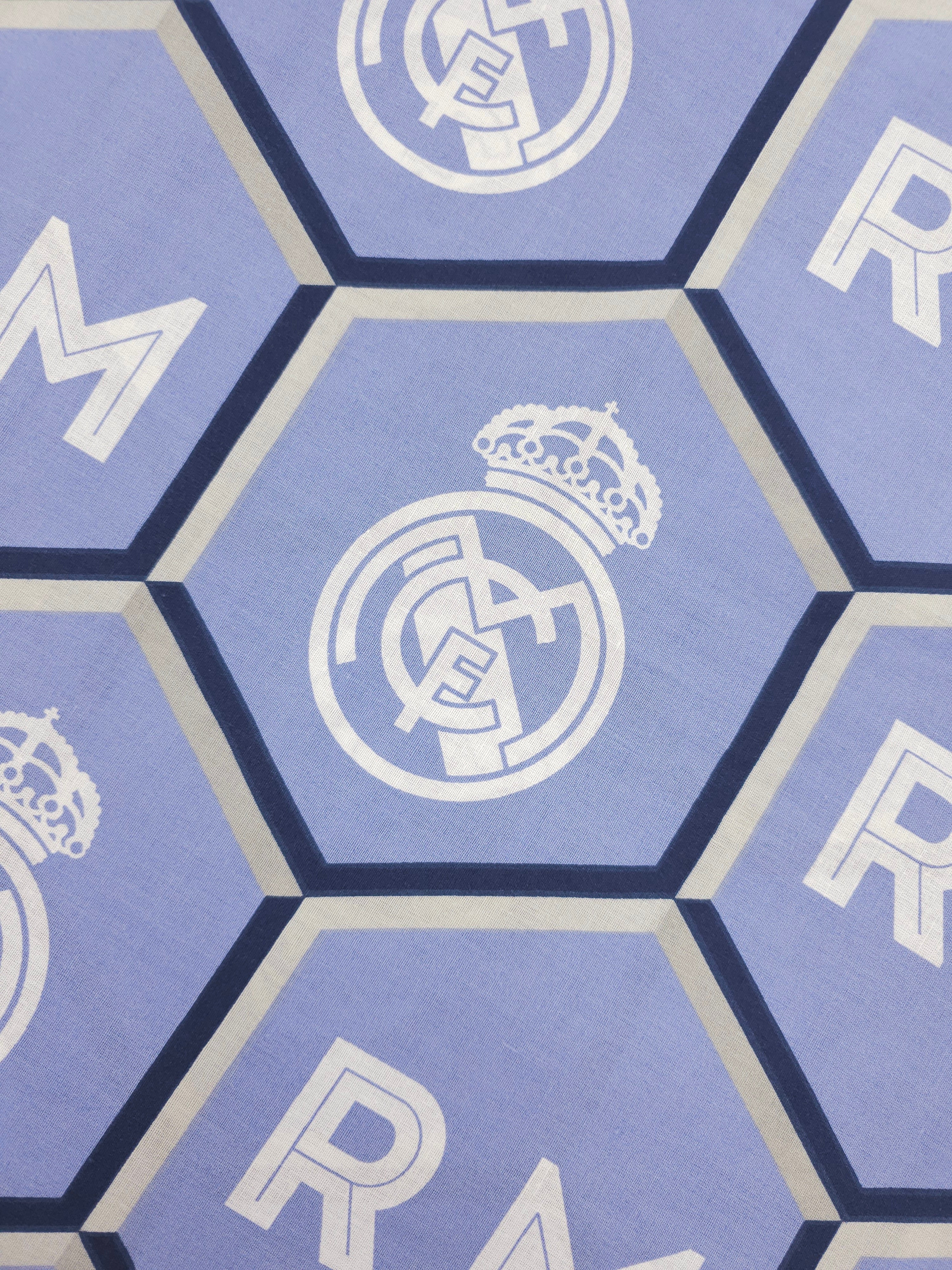 Real Madrid FC Emblem Hexagon 100% Cotton Football Fabric 94" *EXTRA WIDE*
